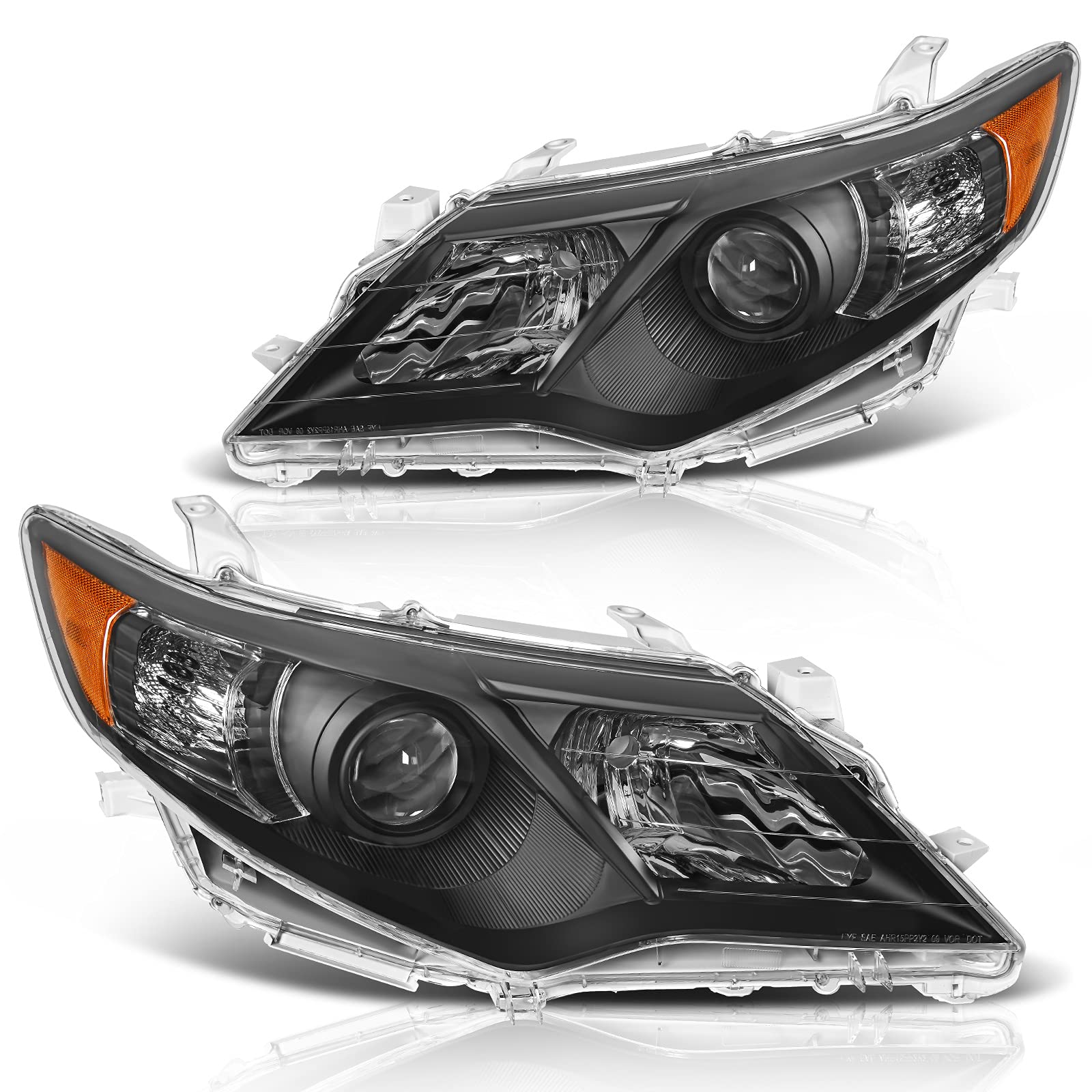 Dwvo Projector Headlights Assembly Compatible With 12 13 14 2012 2013 2014 Camry L/Le/Xle/Hybrid Headlamp Replacement Black Hous