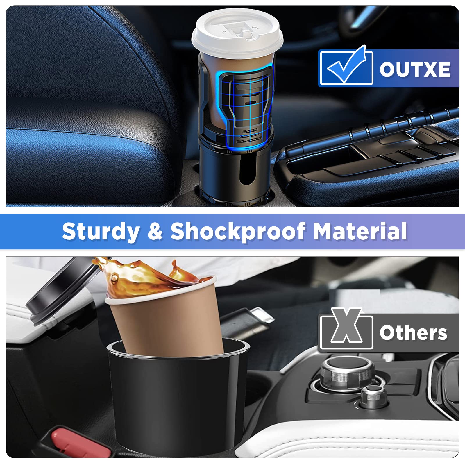 OUTXE Car Cup Holder Expander, Multifunction Extra Cupholder Extender Large Expandable Drink Adapter Universal for Auto Automoti
