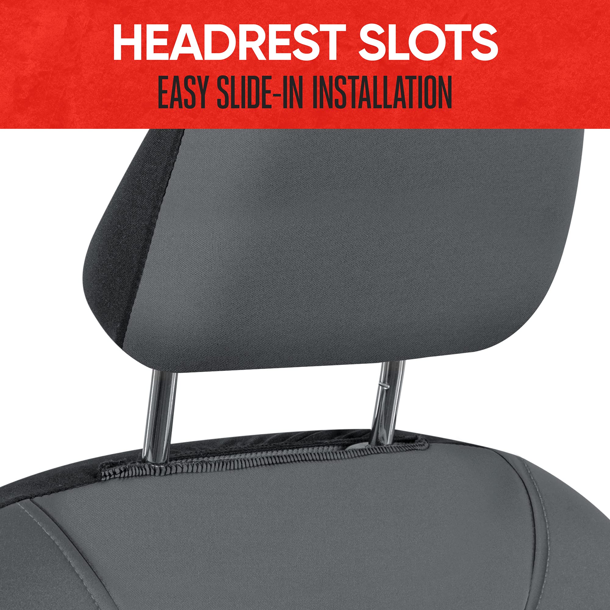 Motor Trend AquaShield Car Seat Covers for Front Seats, Solid Gray - Two-Tone Waterproof Seat Covers for Cars, Neoprene Front Se