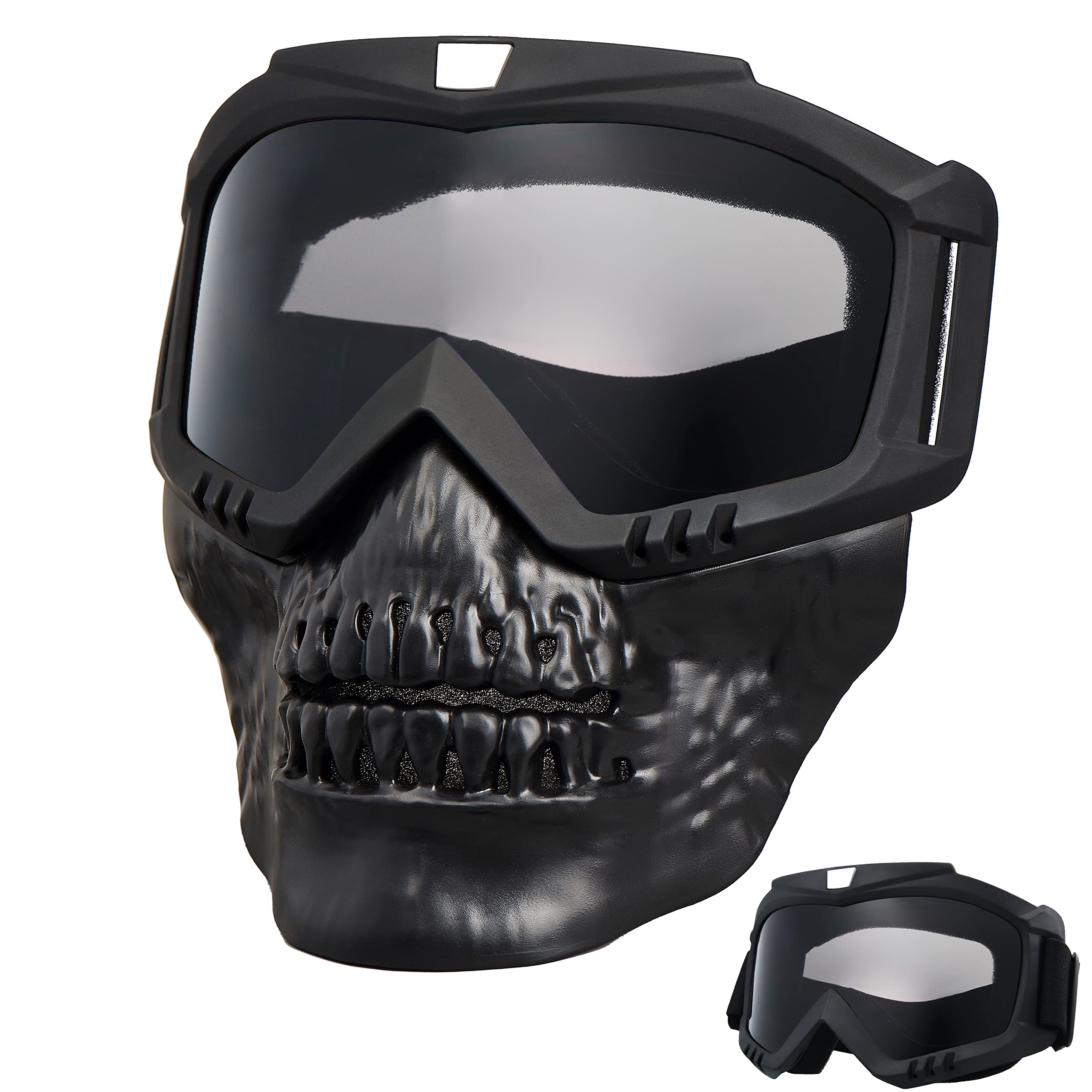 Skull Motorcycle Goggles with Removable Face Mask