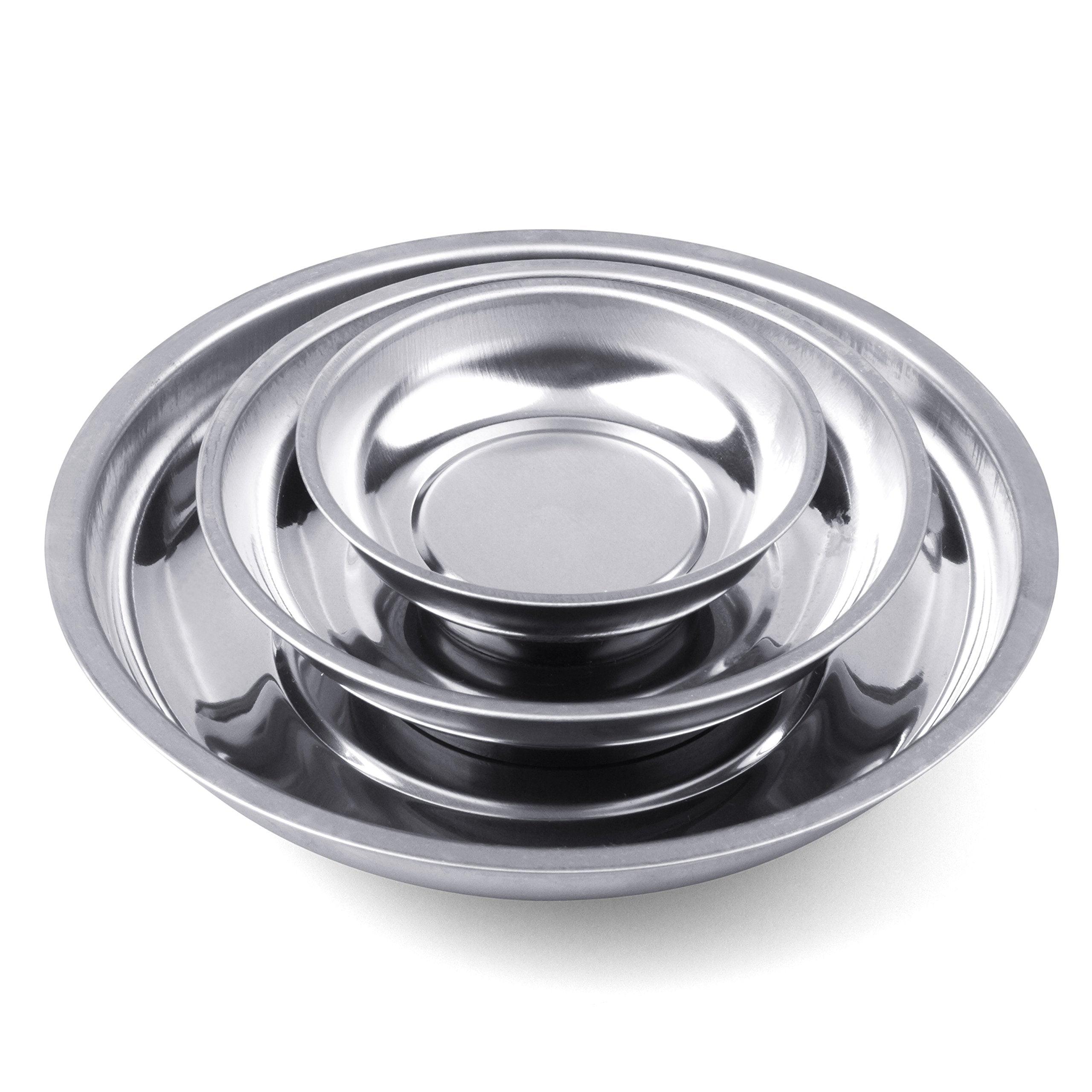 HORUSDY Magnetic Tray | 3-Piece | Round Magnetic Parts Tray | 3 Inch 4 Inch 6 Inch Magnetic Tray for Mechanics | Stainless Stee