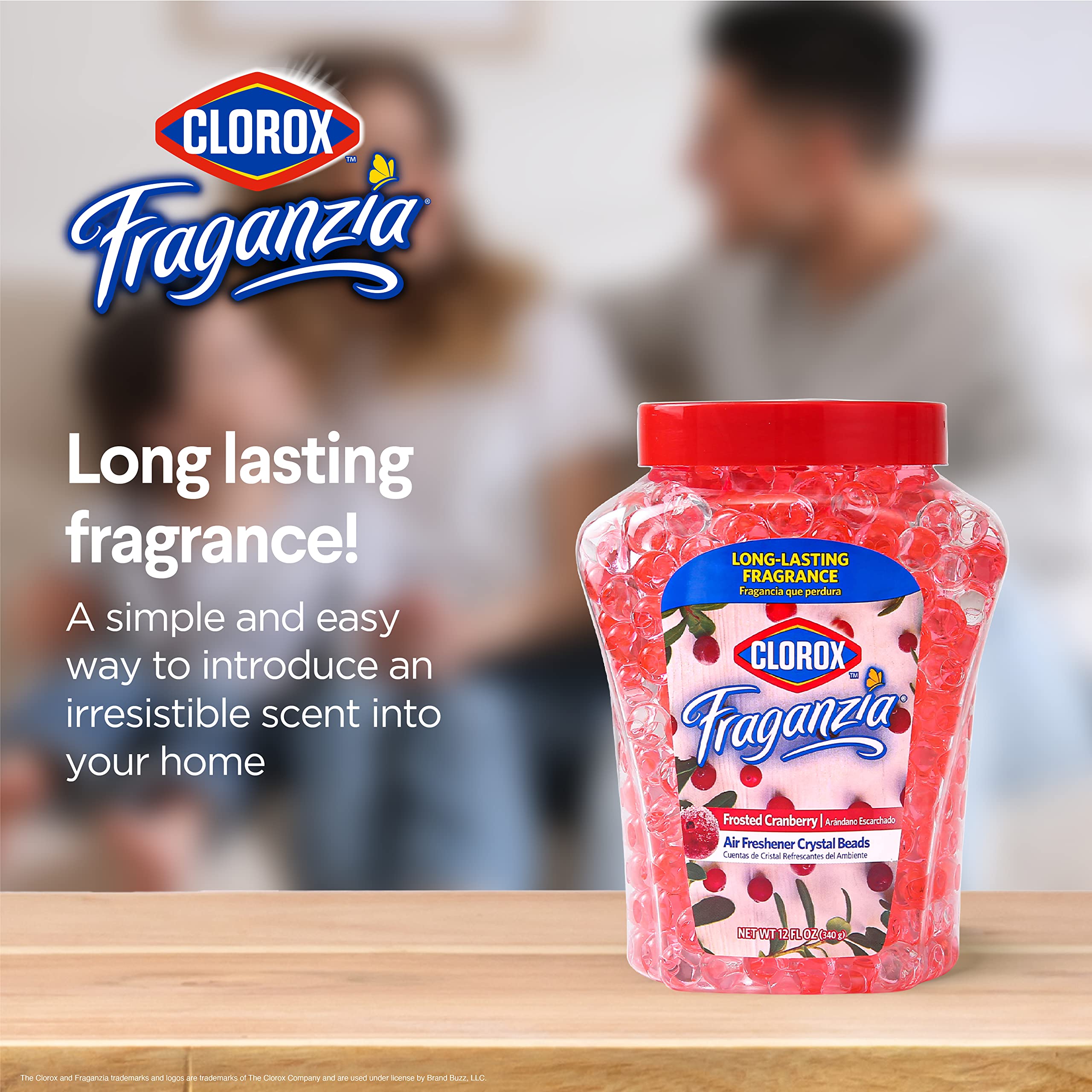 Clorox Fraganzia Crystal Beads Air Freshener in Frosted Cranberry | Long Lasting Room Air Freshener Beads for Home or Car| Solid