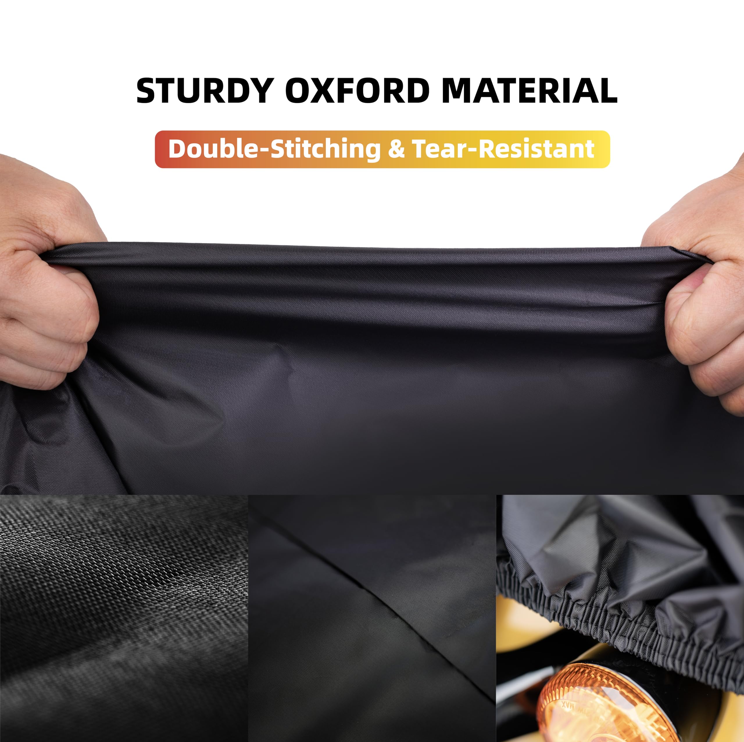 Wrypun Motorcycle Cover Waterproof Outdoor Made of Heavy Duty Material, Fits up to 96'' Harley Davison and All Motors with Lock-