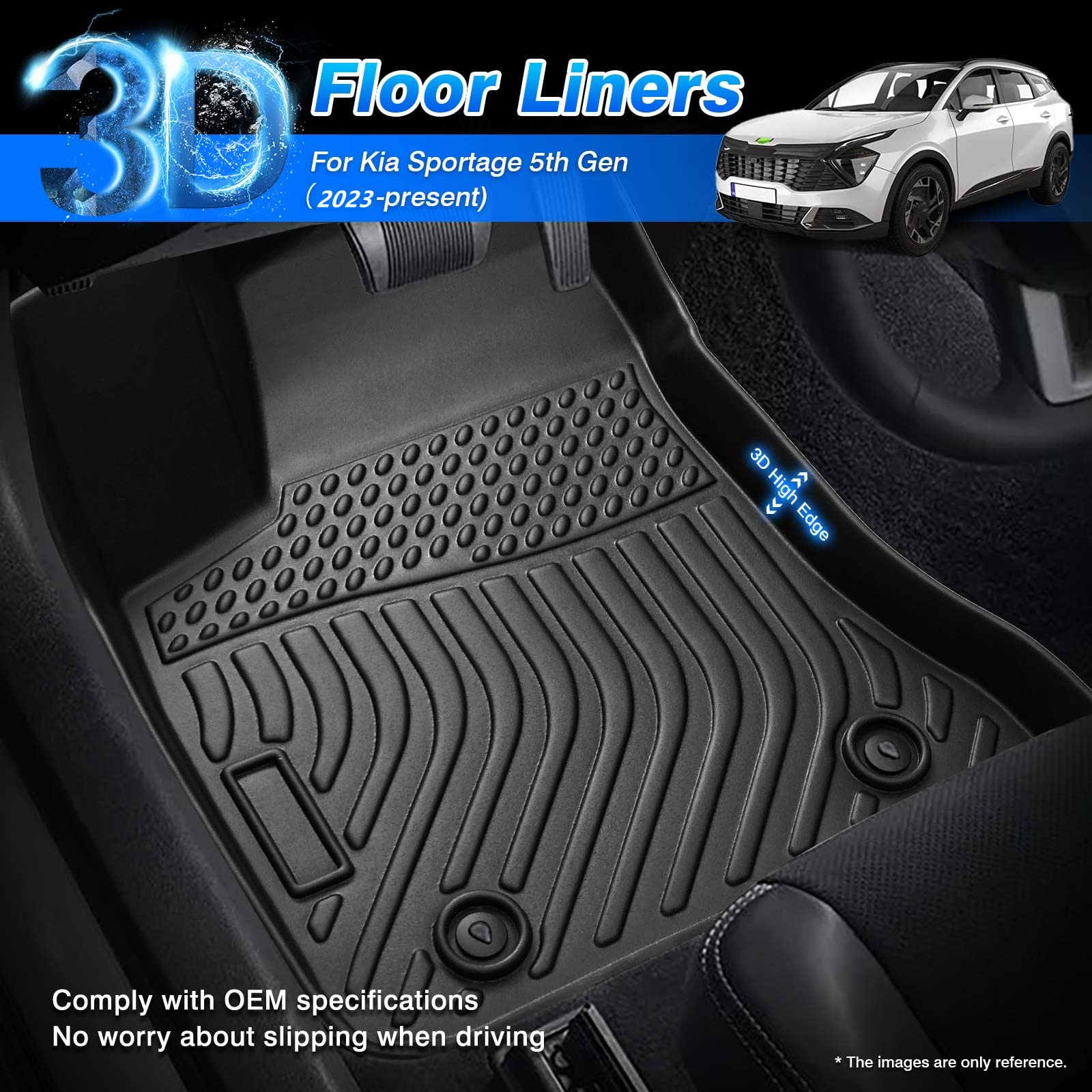 Cartist Custom Fit for Floor Mats Kia Sportage 2023 2024 2025 (NQ5) All Weather Floor Liner Front & Rear Row TPE Waterproof (Not
