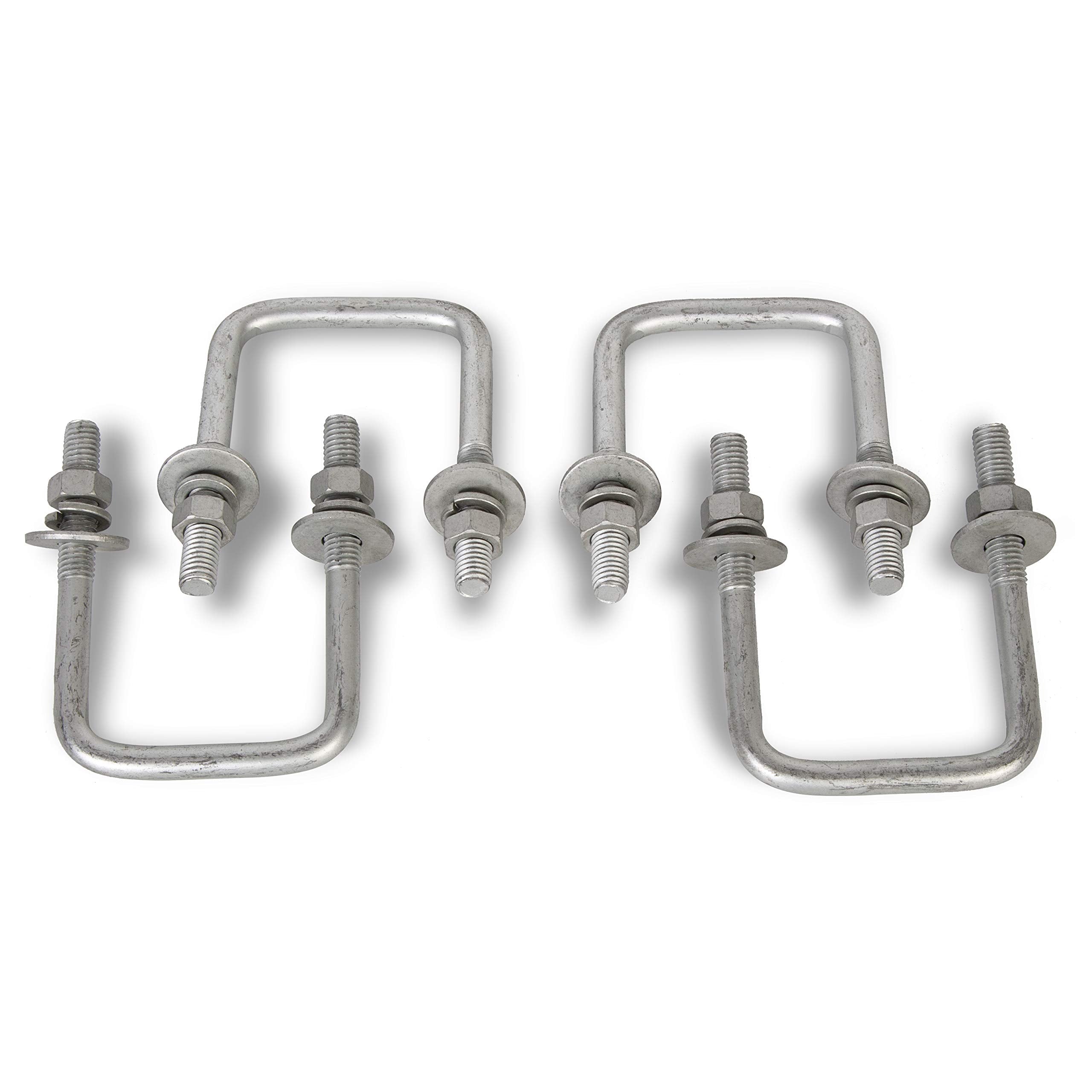 Ecotric 4Pcs Boat Trailer U-Bolt Galvanized Square 1/2'' X3 1/16'' X4 5/16'' Steel Silver