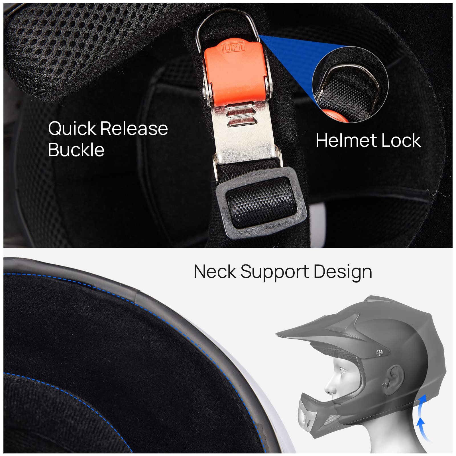 Ilm Youth Kids Dirt Bike Helmet Atv Motocross Dot Off-Road Street Helmet Goggles Gloves Full Face Protective Helmet Model Bld-818(Matte Black,Youth-Large)