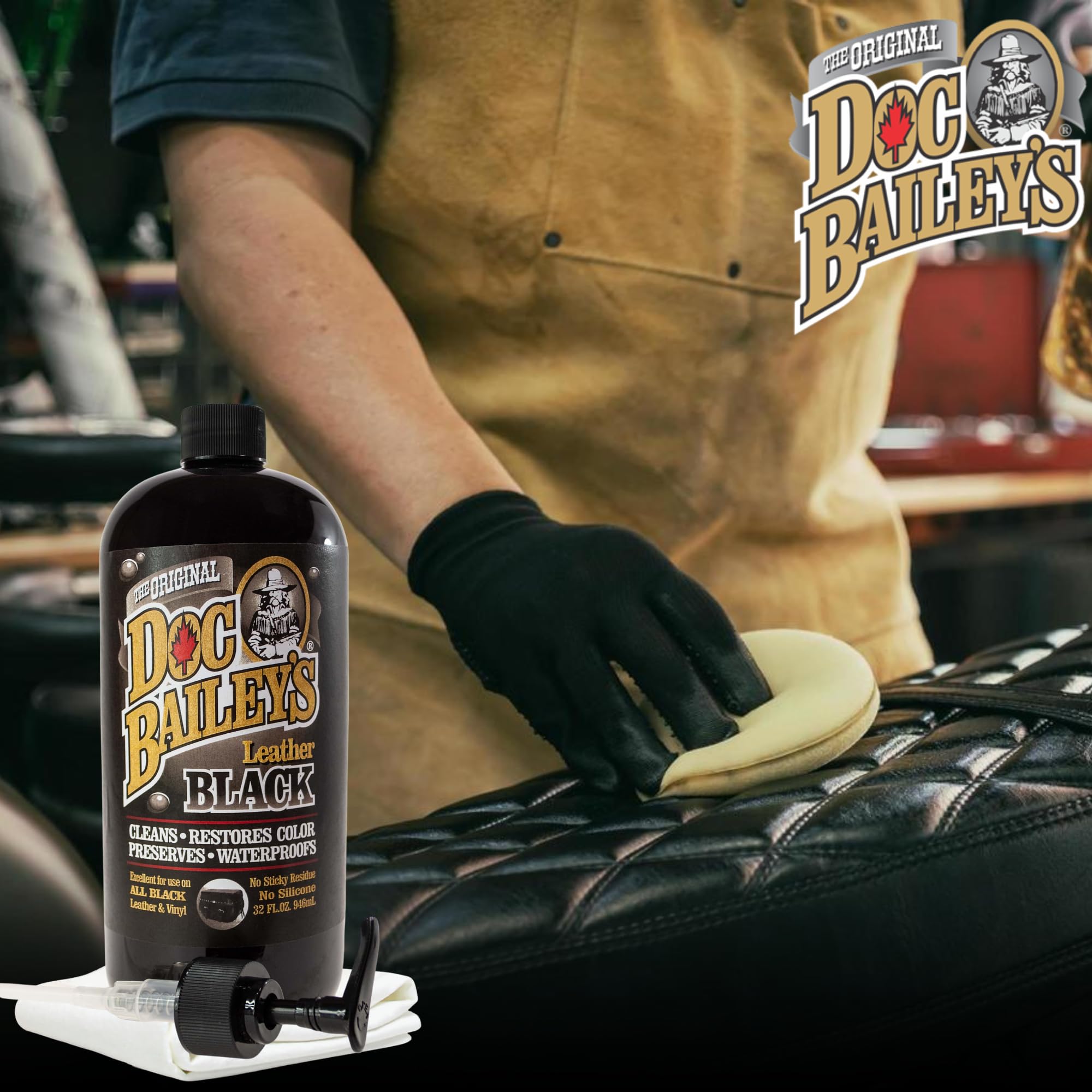 Doc Baileys Leather Black Care -Premium Quality All In One Leather Cleaner, Conditioner, Waterproofer & Protectant - For Your Ca