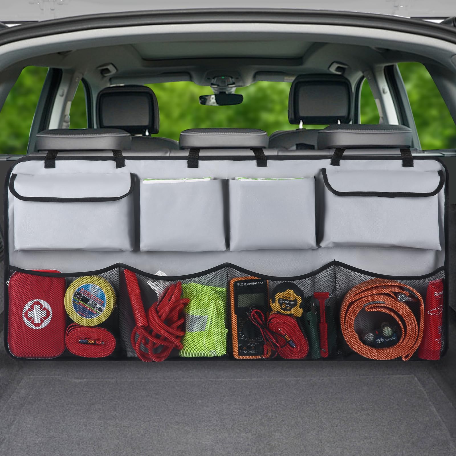 Car Trunk Organizer & Backseat Hanging Organizer With 8 Large Storage Bags - Super Capacity Storage Solution For Suvs, Trucks, V
