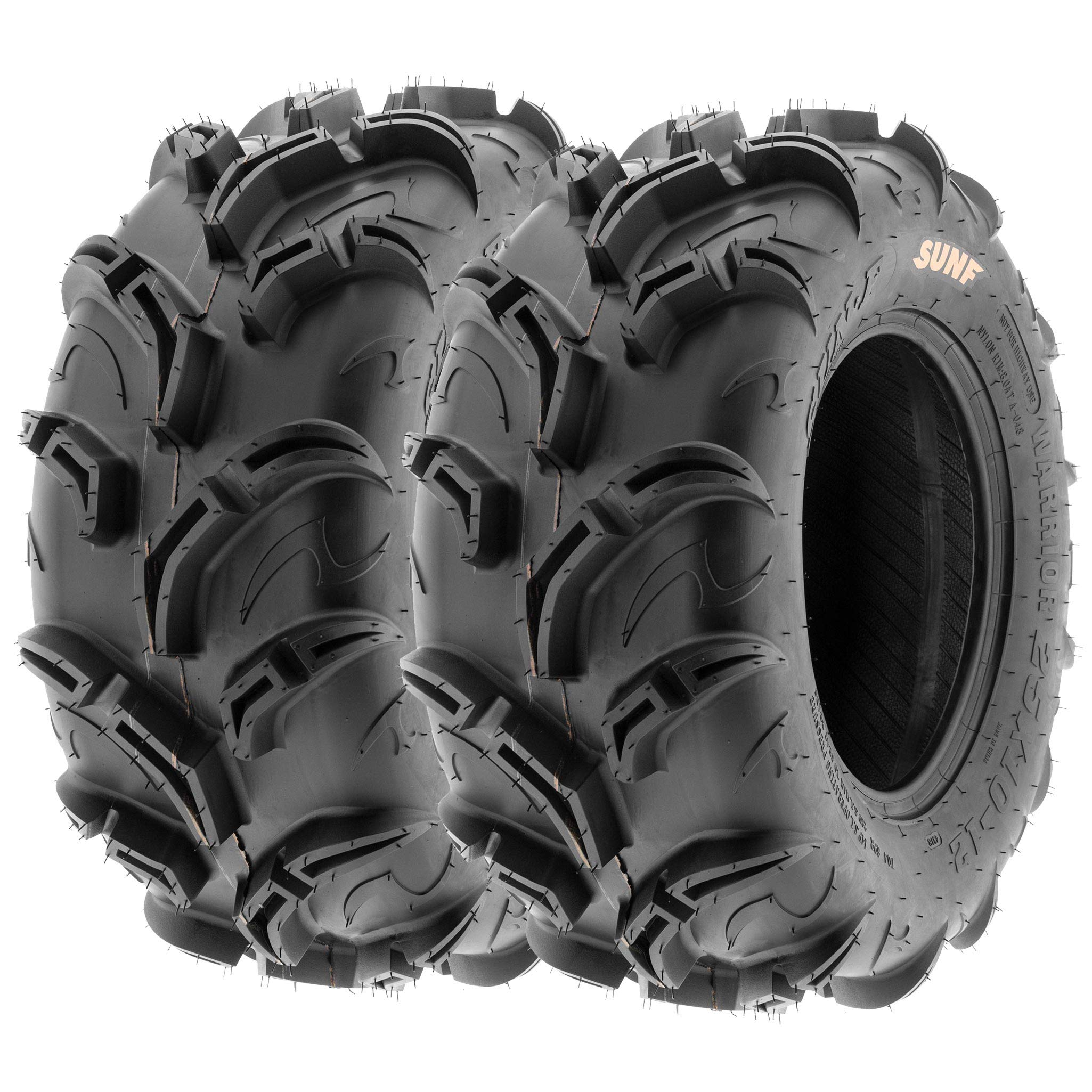 Set Of 4 Sunf Warrior At Mud & Trail 25X8-12 Front & 25X10-12 Rear Atv Utv Off-Road Tires, 6 Pr, Tubeless A048