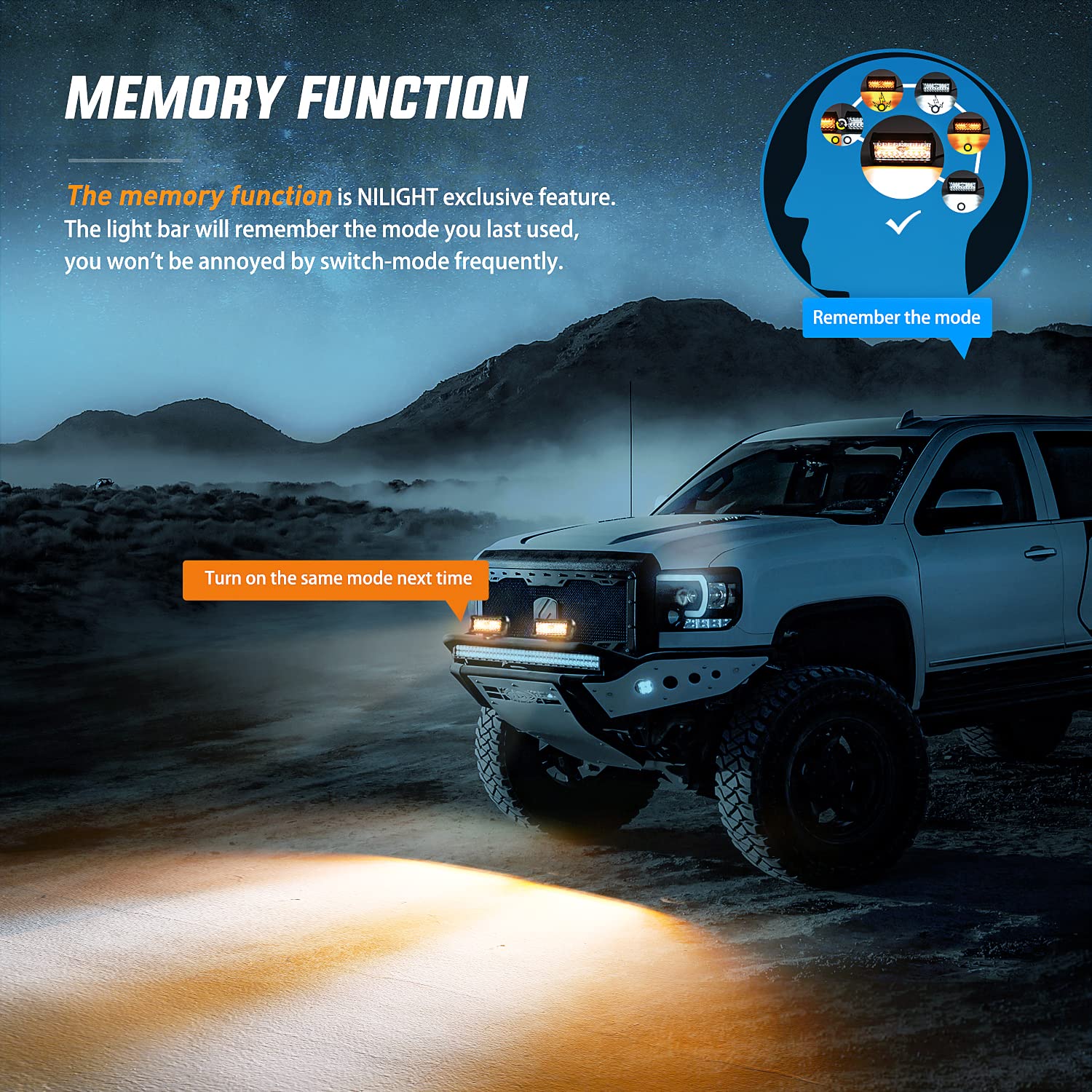 Nilight 2Pcs 6.5 Inch 120W Led Light Bar Amber White Strobe 6 Modes Memory Function Off-Road Truck Car Atv Suv Cabin Boat With 1