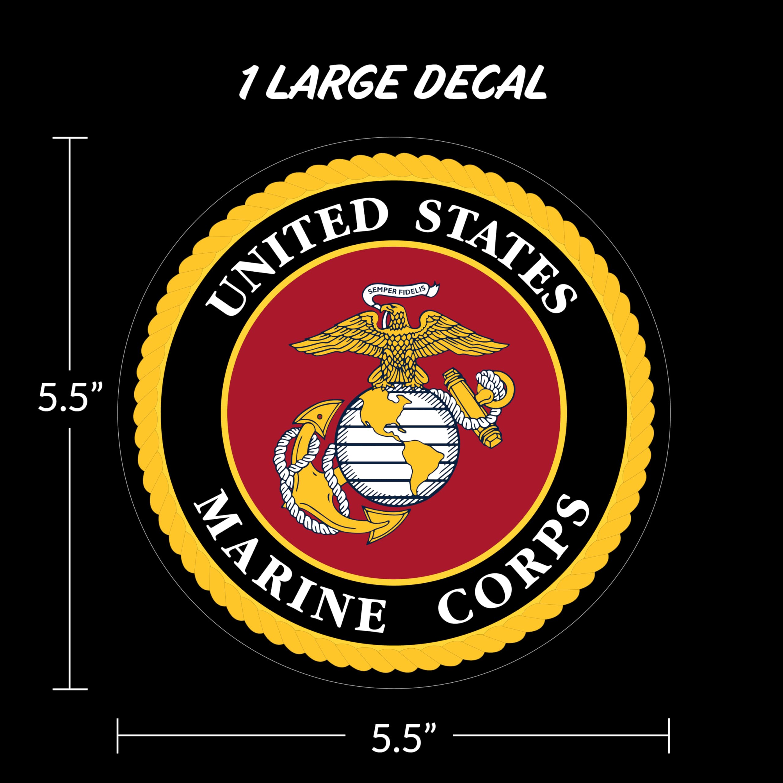 Marine Corps Car Decal - Large 5.5'' Usmc Vinyl Decal For Car Window - Large Military Car Decals United States Military Stickers