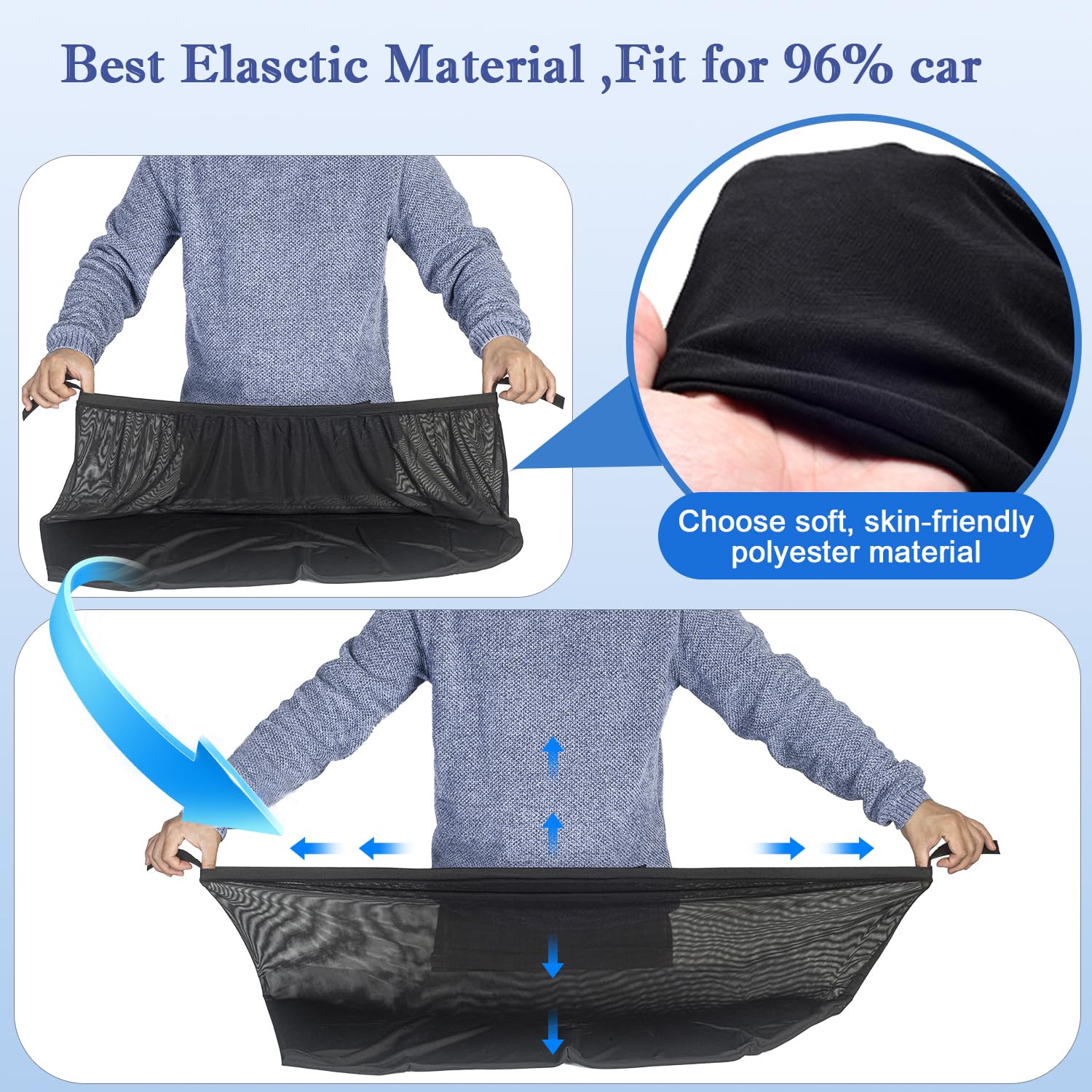 Latest Breathable Mesh Car Window Shades for Camping, Rear Side Car Window Screen Cover Mosquito Net Fit for 97% of Cars SUVs, R