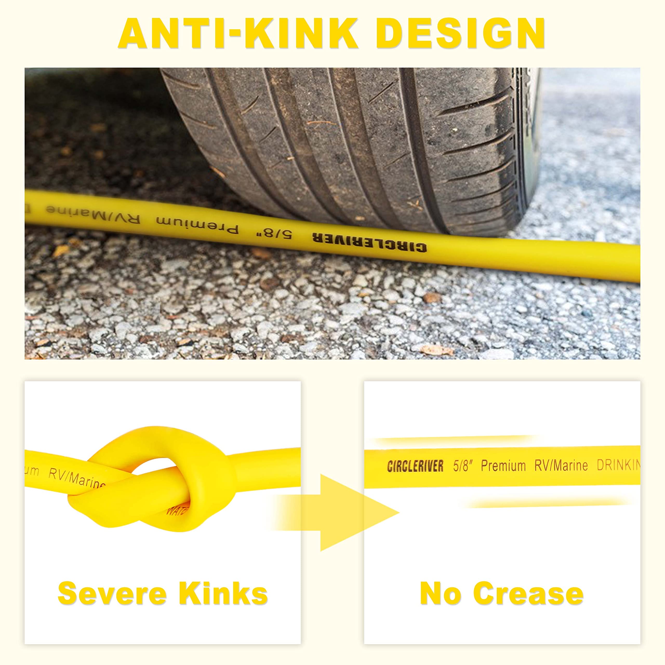 CircleRiver RV Drinking Water Hose 35FT with Storage Bag, 5/8'' Premium Fresh Water Hose for RV, Camping, Marine, Trailer and Tr