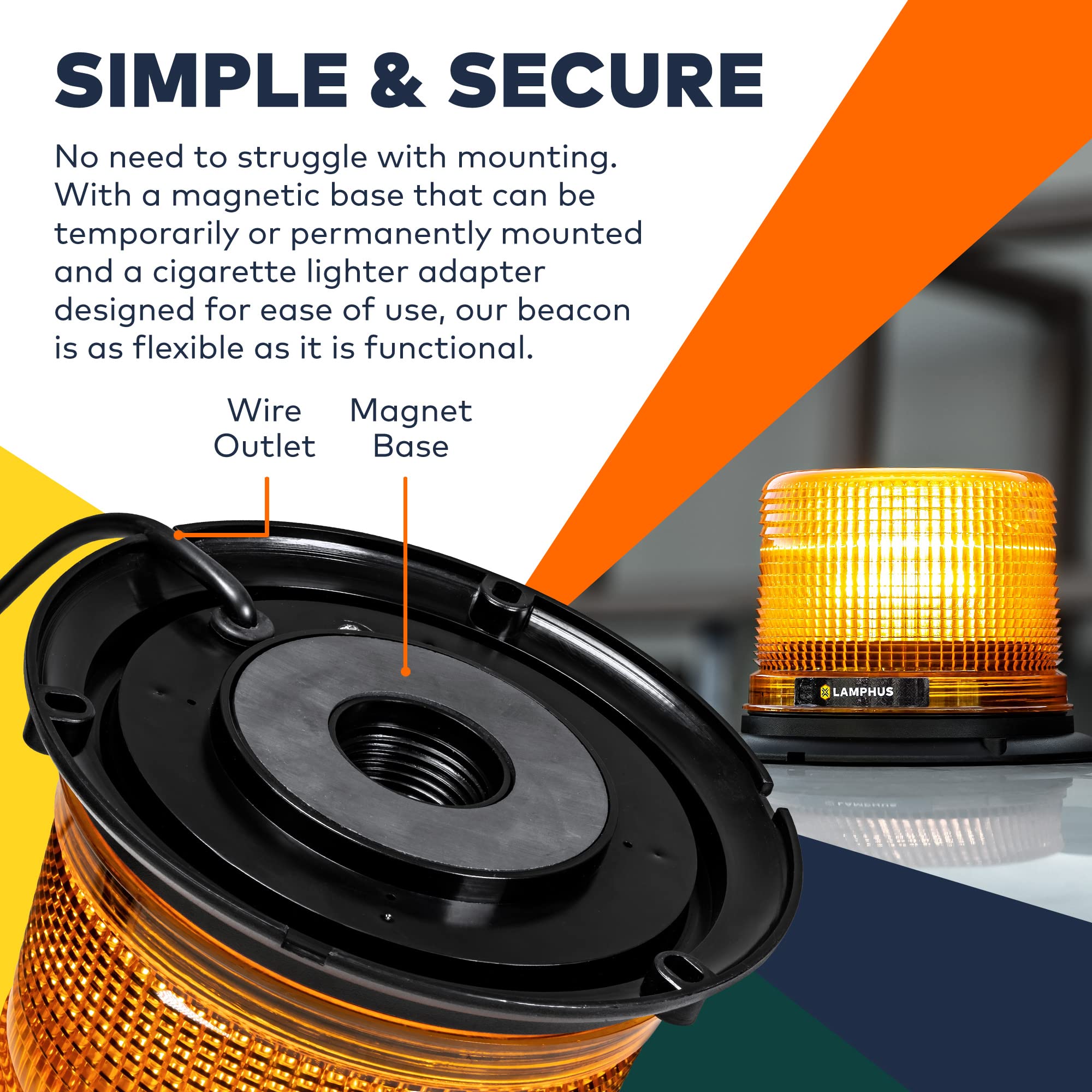 Aura 5'' 12W Red Led Flashing Beacon Light [Sae Class 1] [38 Flash Modes] [Magnet/Permanent] [High Dome] [Rooftop Mount] Warning