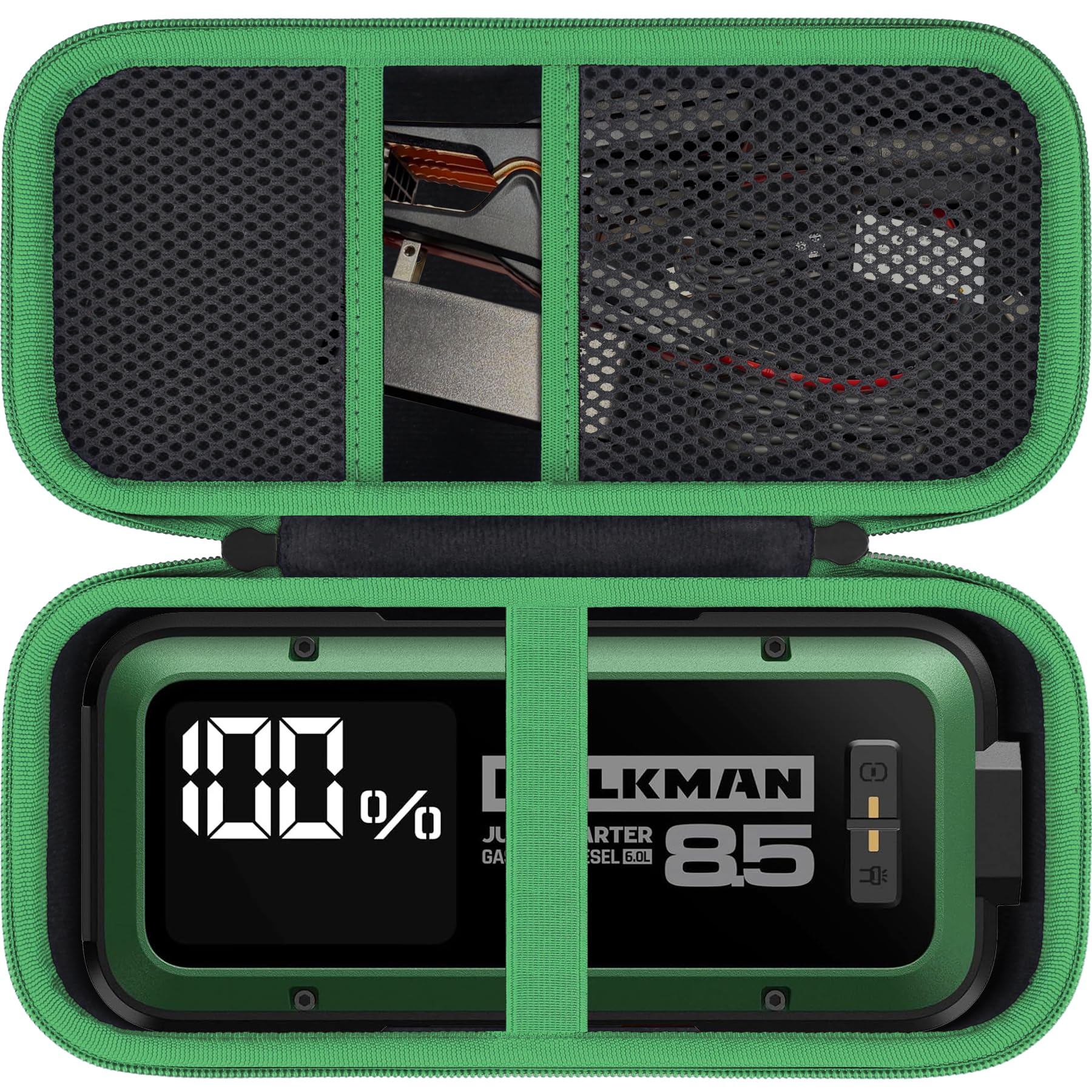 Aenllosi For Hulkman Alpha85/Alpha85S/Alpha Pro Jump Starter Hard Carrying Case, Black+Green (Case Only)