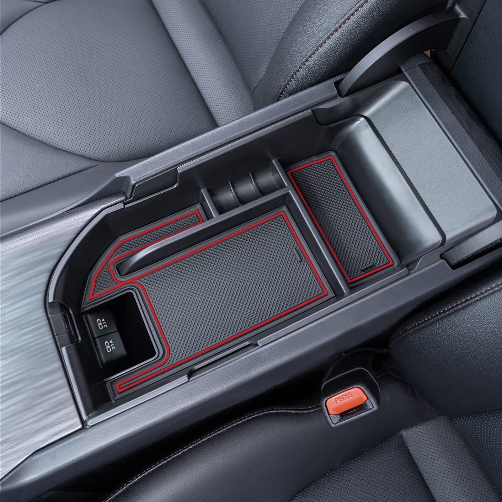 Topinstall Red Center Console Organizer Compatible With 2018-2023 2024 Toyota Camry Xle Xse And 2020-2024 Camry Le Se With Dual