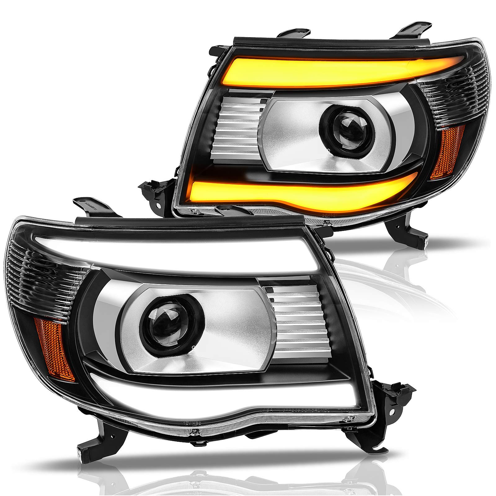 Dwvo Projector Headlights Assembly Compatible With Tacoma 2005 2006 2007 2008 2009 2010 2011 Switchback Led Drl Tube Parking Tur