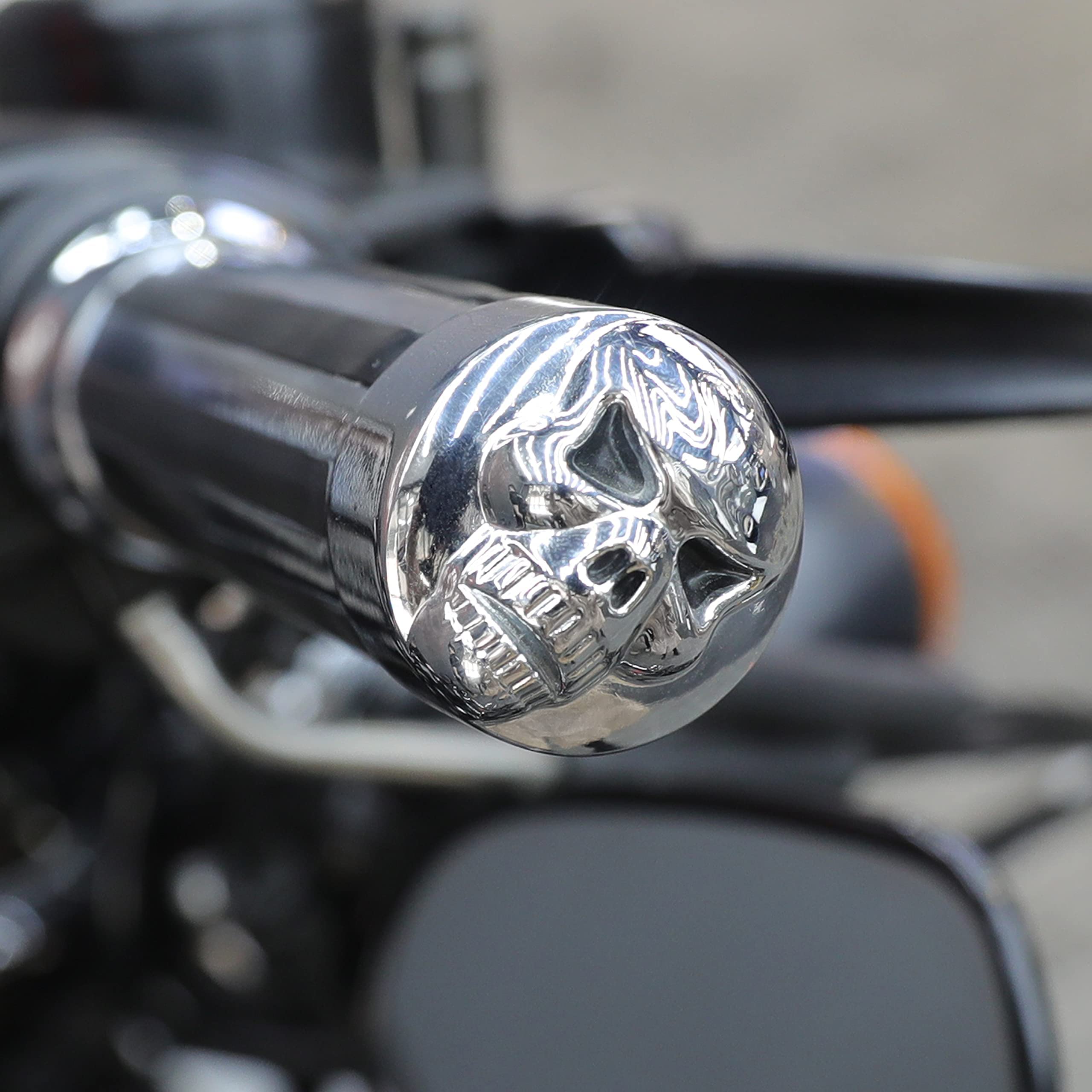 HTTMT MT080-25-CD Chrome Skull Zombie Style Hand Grips 1 inch 25mm Handlebar Compatible with Harley XL 883 Hugger Sportster Crui