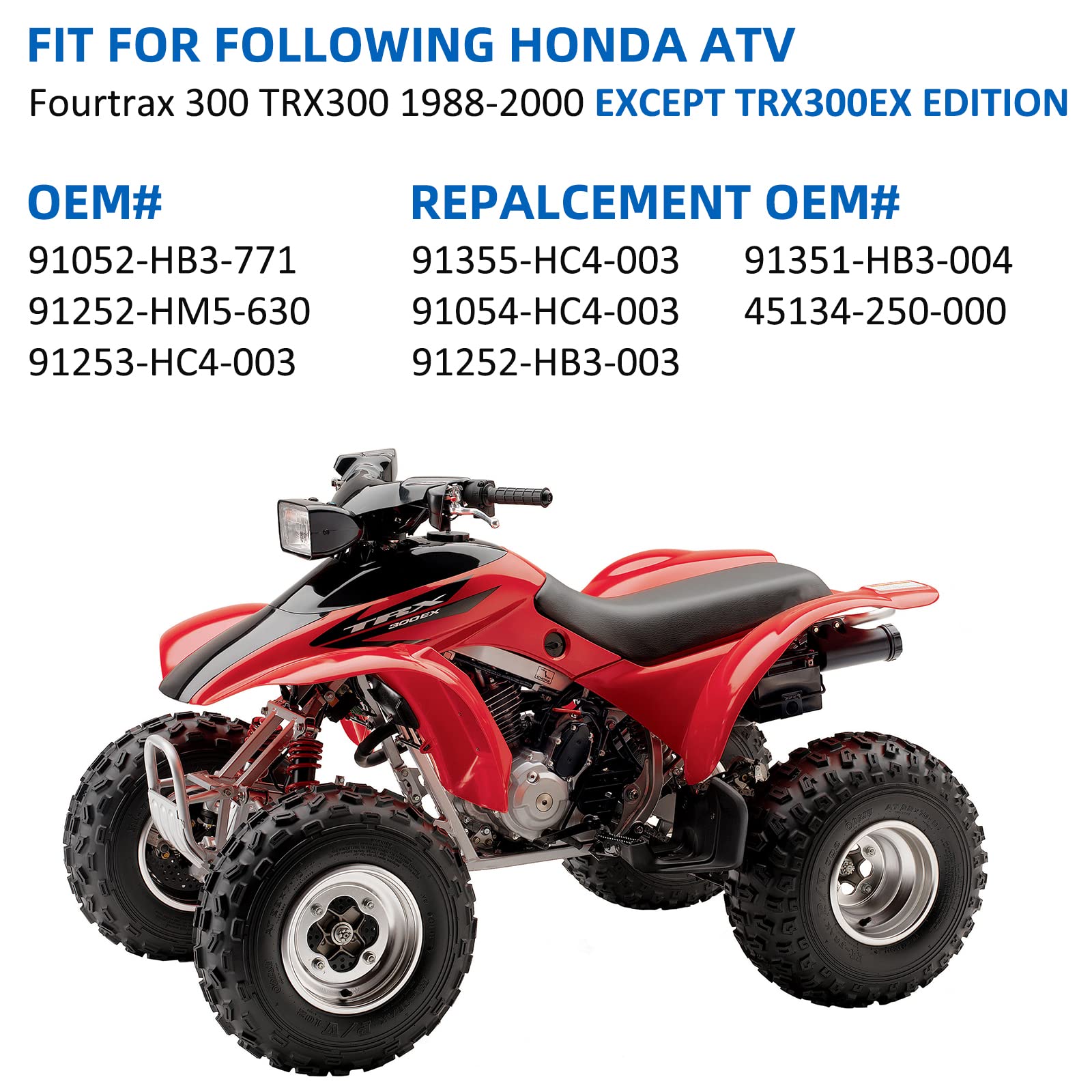 Rear Brake Drum Bearing Seals & O-Rings All Kit for Honda TRX300 Fourtrax 300 1988-2000, 91052-HB3-771 91252-HM5-630 91253-HC4-0