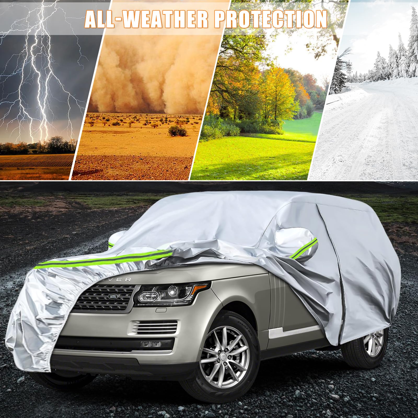 Waterproof Car Covers Replace For 2014-2025 Land Rover Range Rover Lwb, 6 Layers Silver All Weather Car Cover With Zipper Door &
