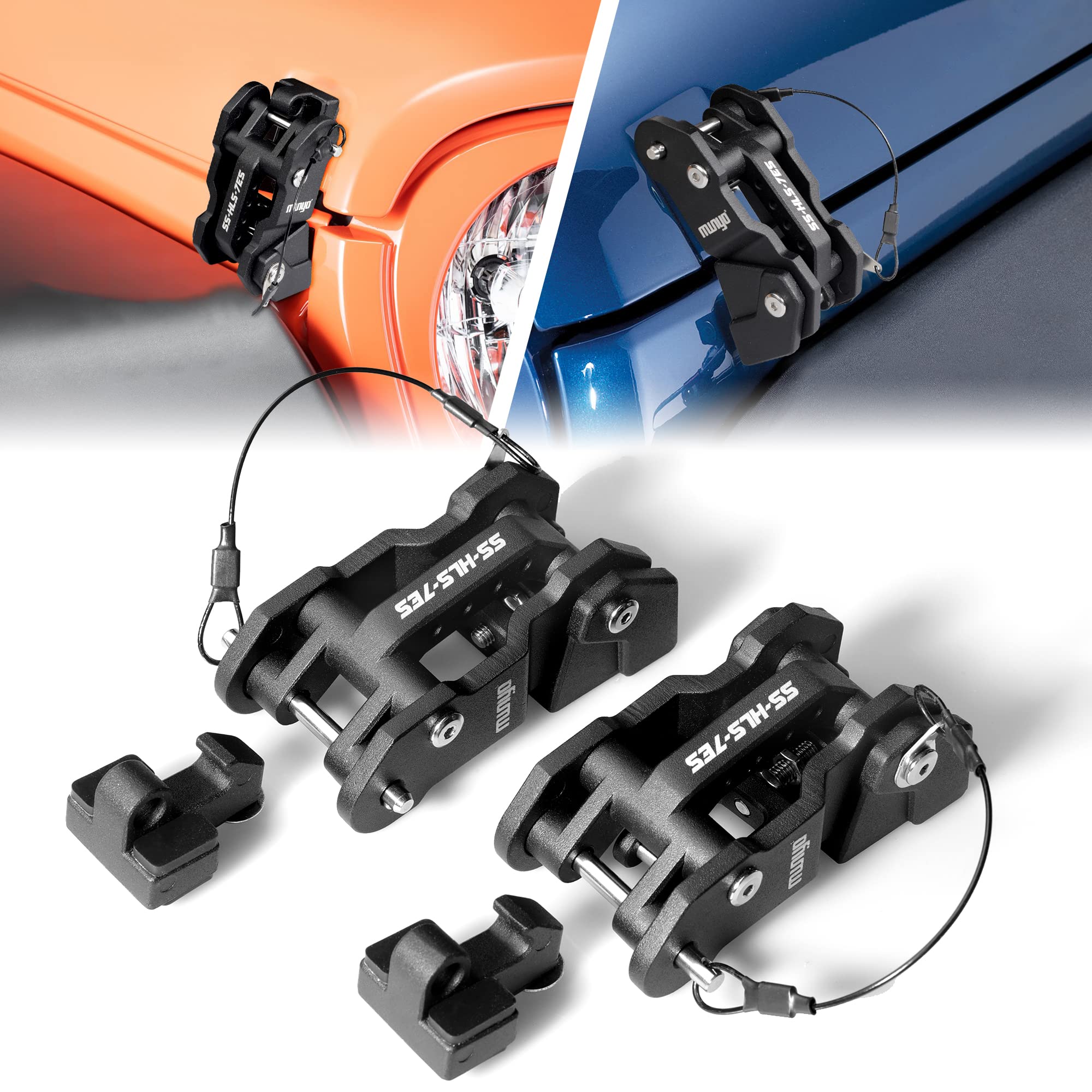 Mwnyo Hood Latches Aluminum Hood Catch Replacement For Jeep Wrangler Jk/Jku 2007-2017, Jl/Jlu 2018+ & Jeep Gladiator 2020+ With