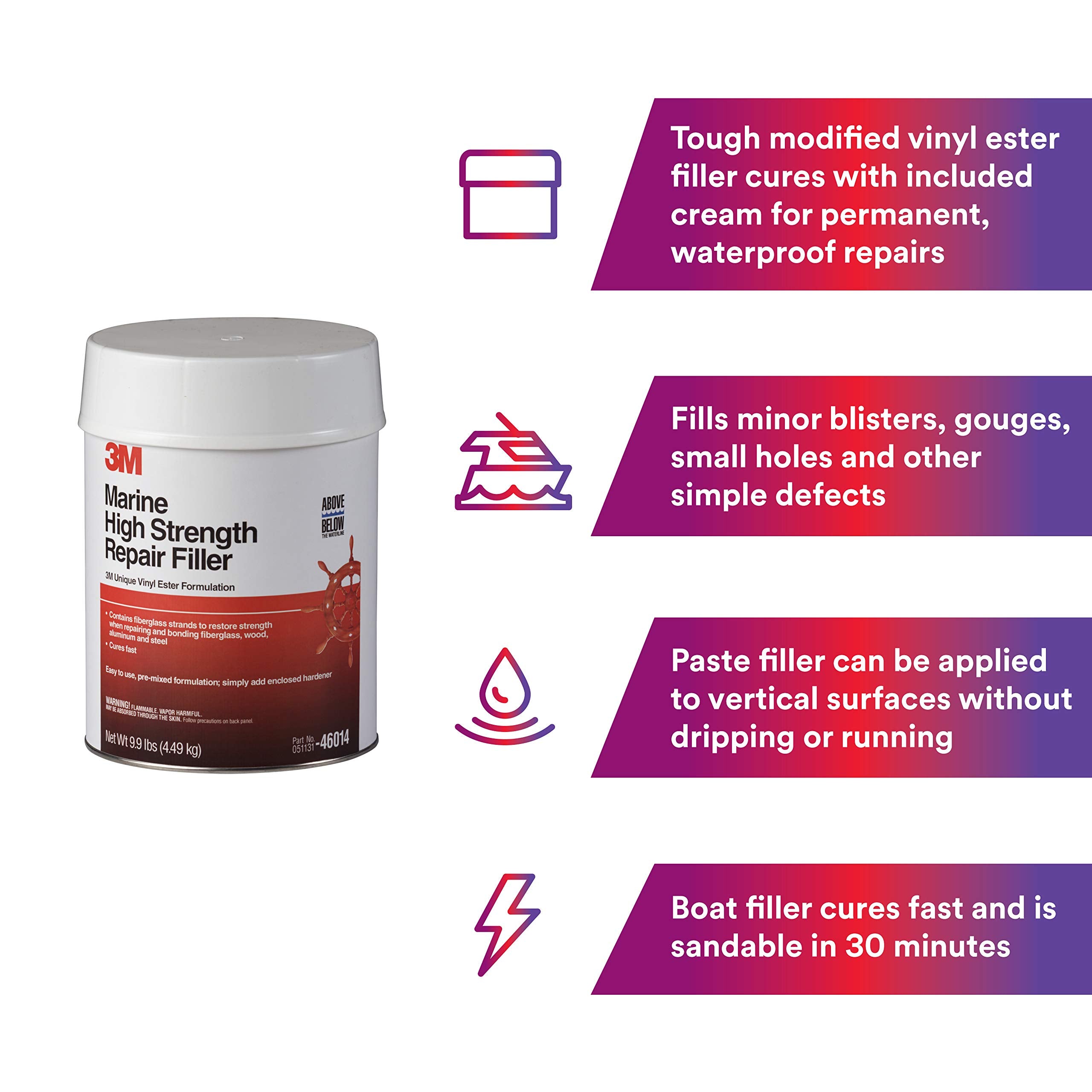 3M(Tm) Marine High Strength Repair Filler, 46014, 1 Gallon, 4 Per Case