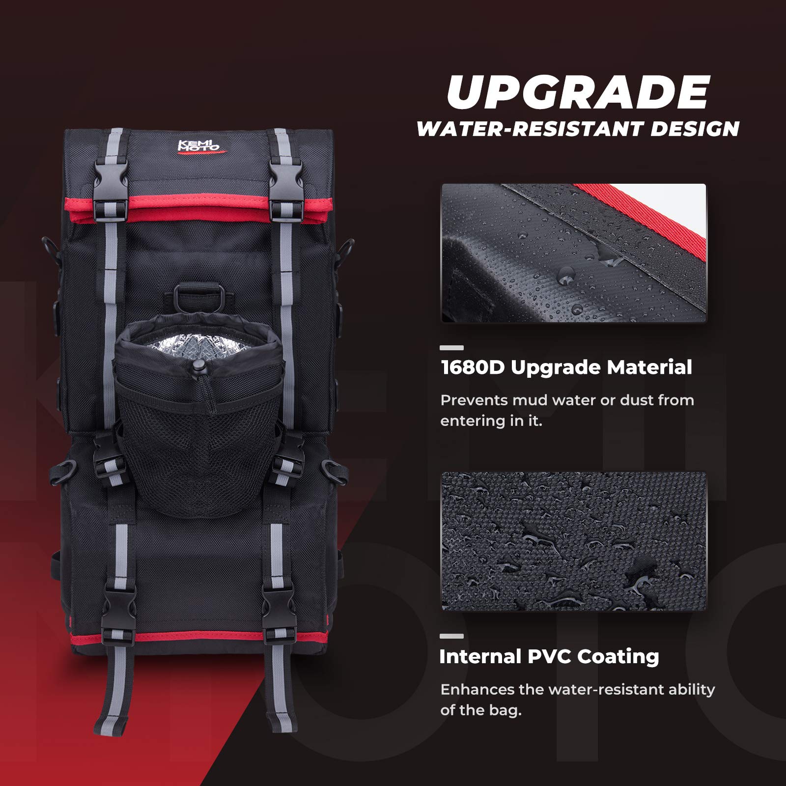 KEMIMOTO ATV Fender Bag, 130% Larger Water-resistant Rear Storage Bags With Drink Holder, Detachable ATV Gear Bag Compatible wit