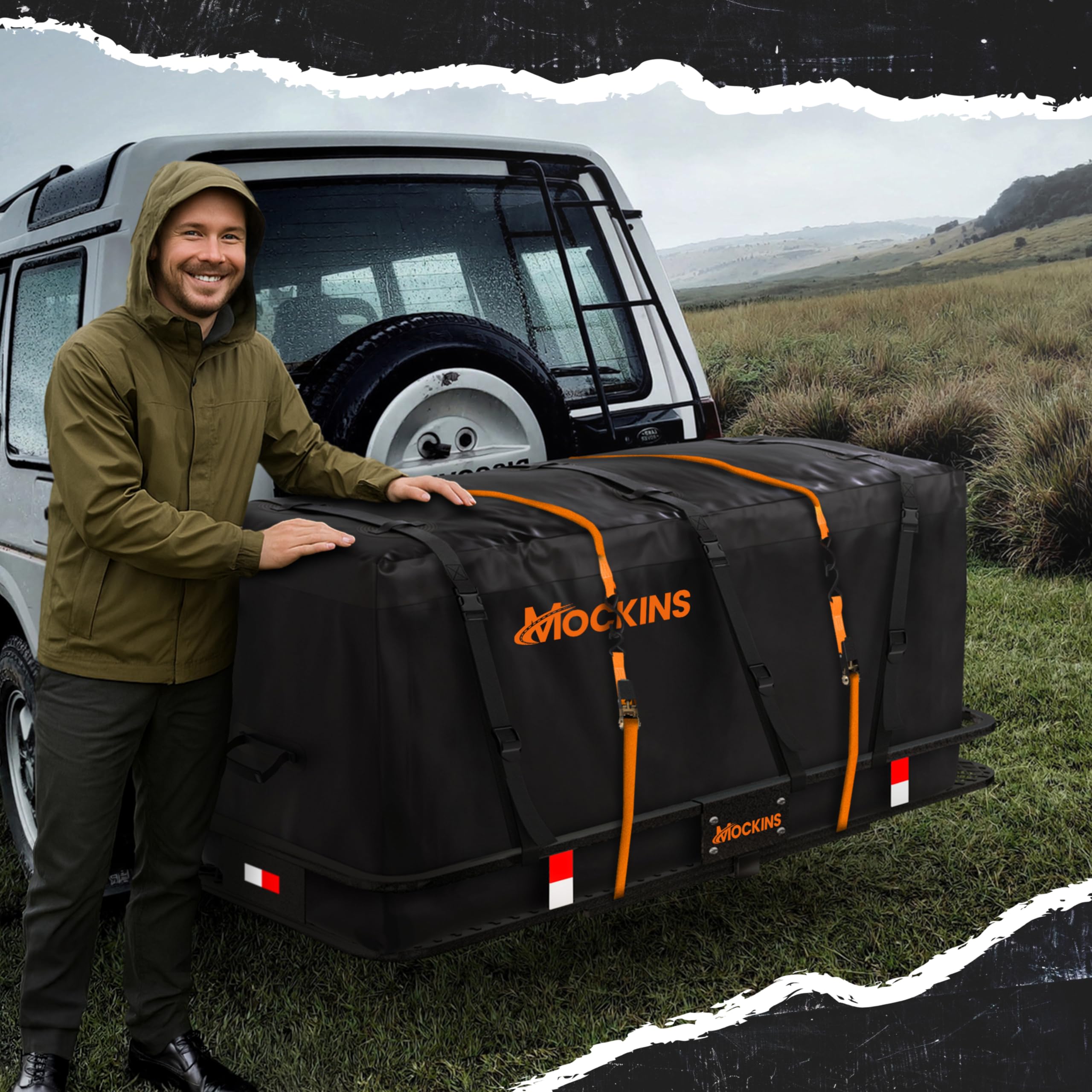 Mockins 60''X24''X6'' Heavy Duty Trailer Hitch Cargo Carrier With 500 Lbs. Capacity | Great For Camping, Road Trips, Moving & Mo