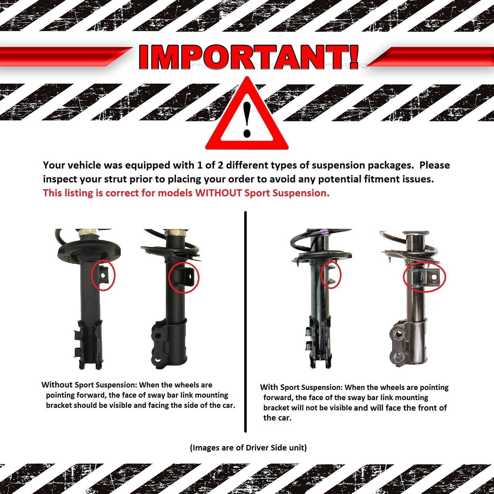 Trq Strut & Coil Spring Assembly Set Driver & Passenger Sides Compatible With 11 Hyundai Sonata