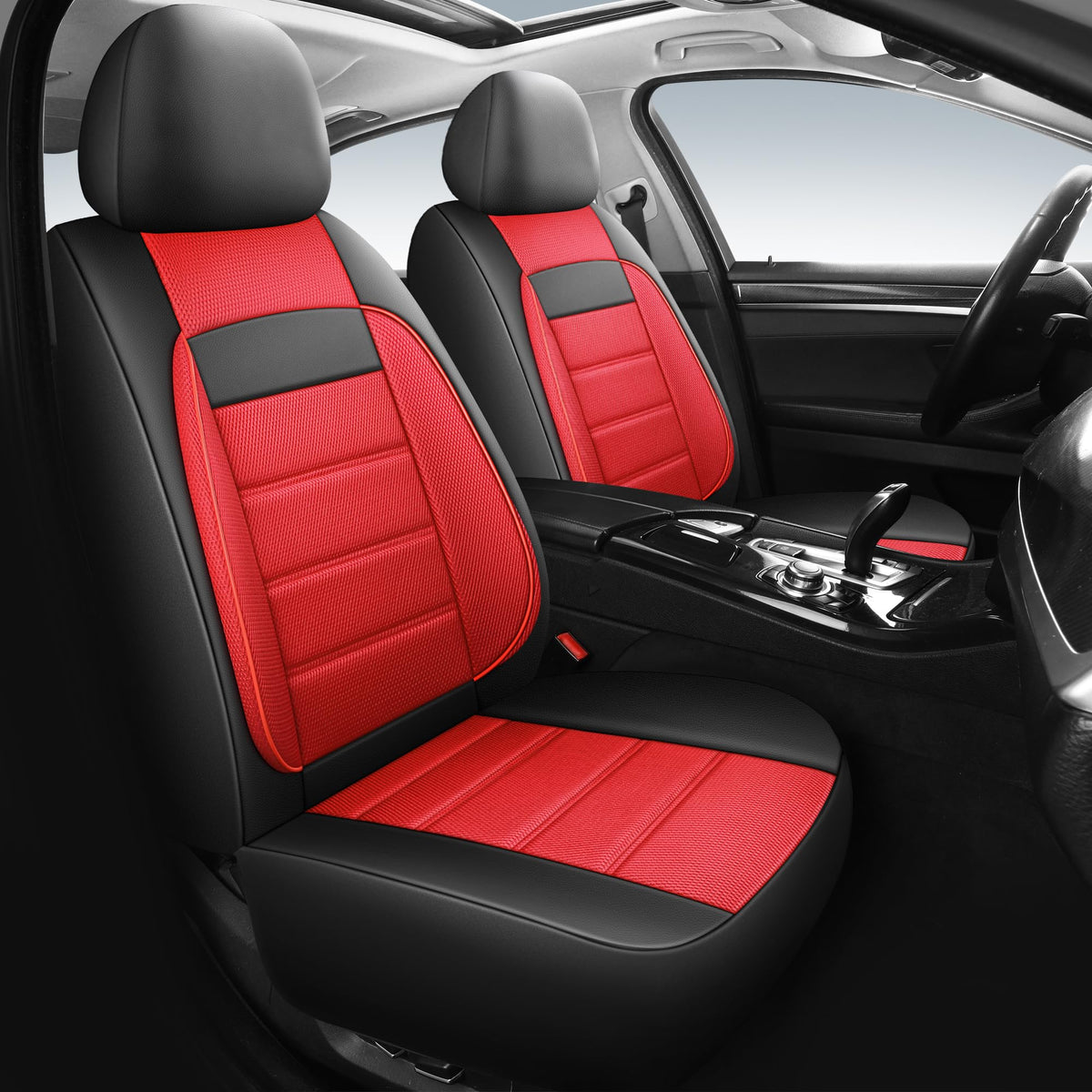 HChengkikz Seat Covers, Car Seat Covers Front Seats, Leather 3D Foam Back Support Car Seat Cover, Air Mesh Automotive Seat Cover