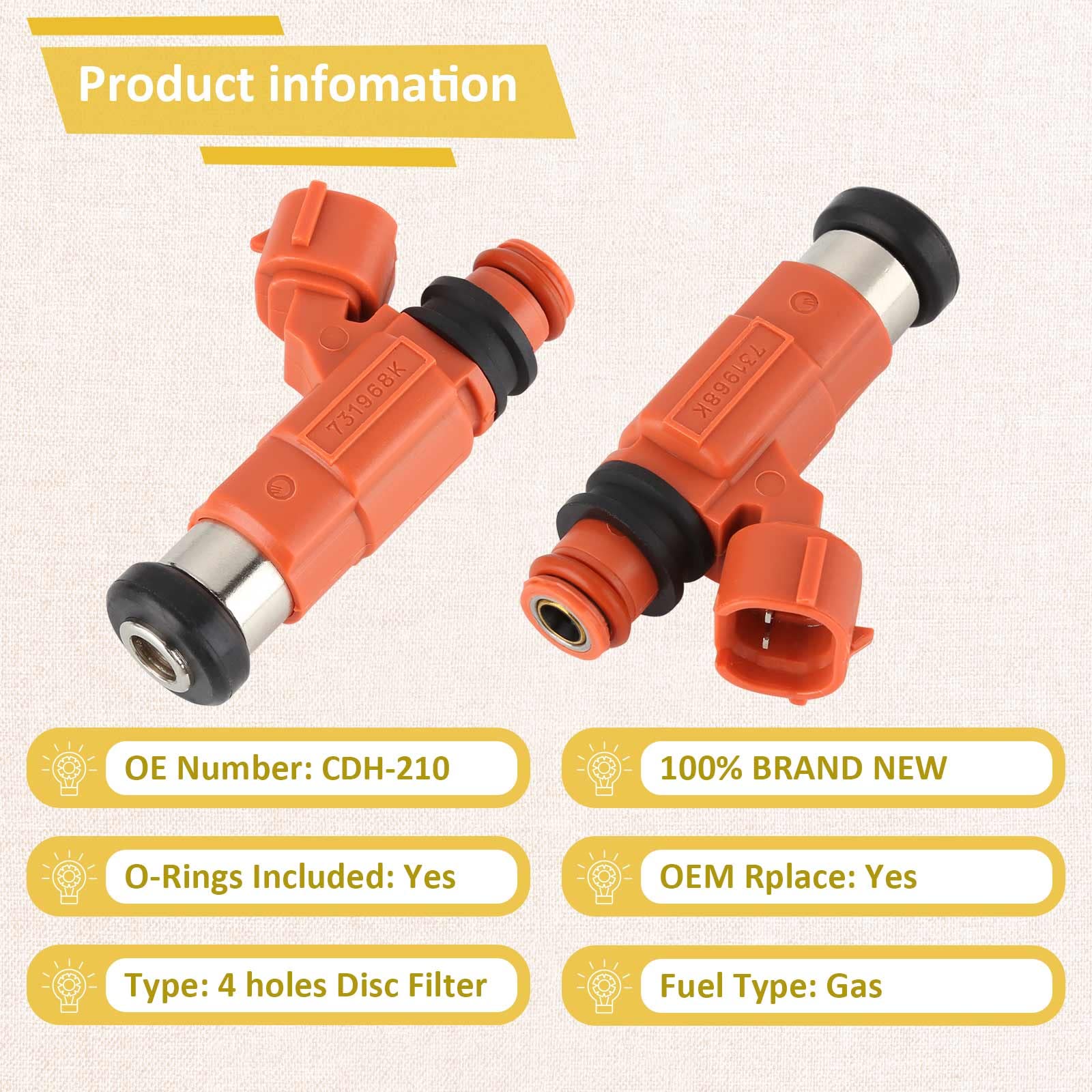 CDH210 OE Fuel Injectors,Compatible with/Yamaha F115 115HP, F150 150HP 4-stroke Outboard,Compatible with/Chrysler Sebring 2001-2