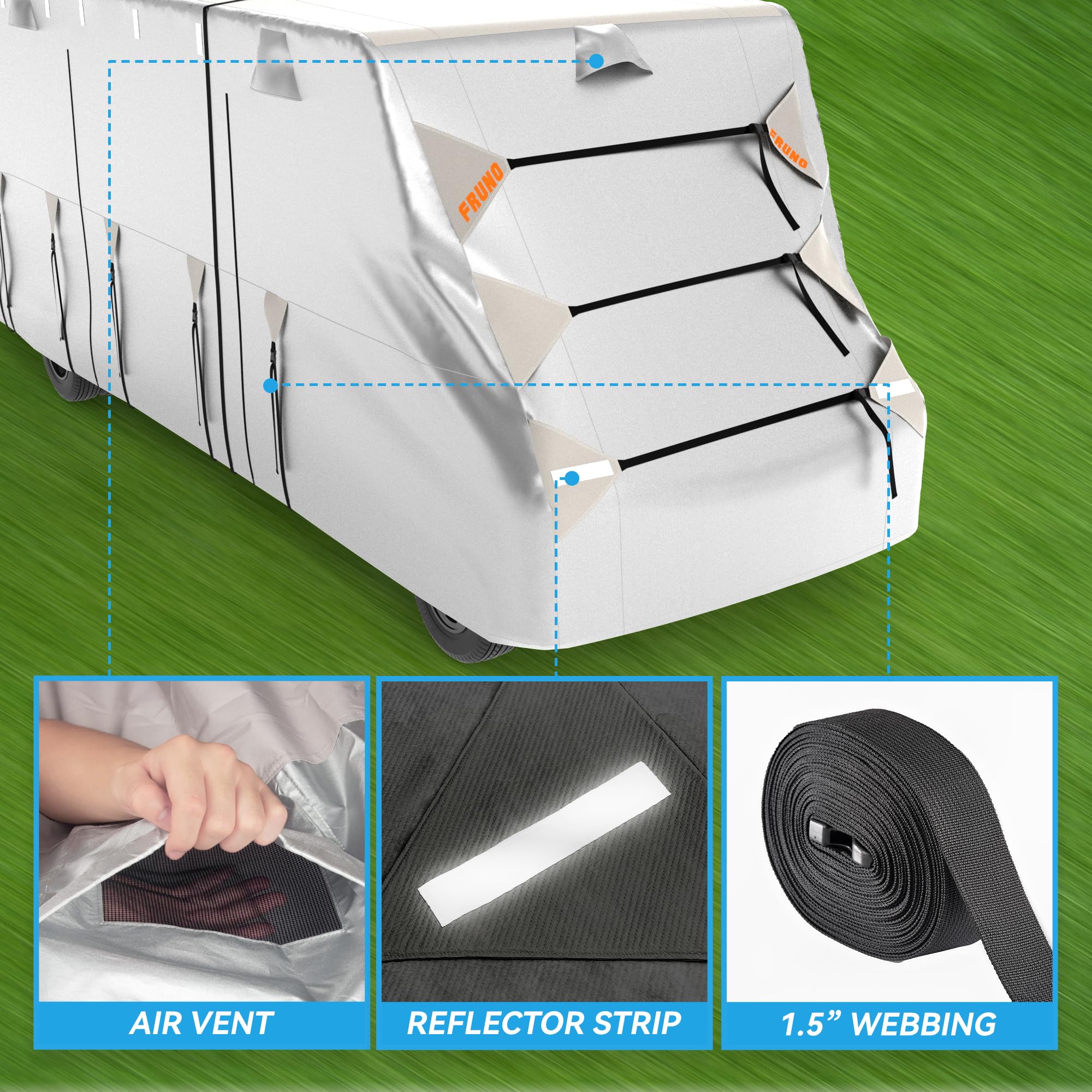 Fruno Oxford Fabric Class C Rv Cover Fits 26'-29' Waterproof Rip-Resistant Anti-Uv Motorhome Camper Cover For Winter Snow With J