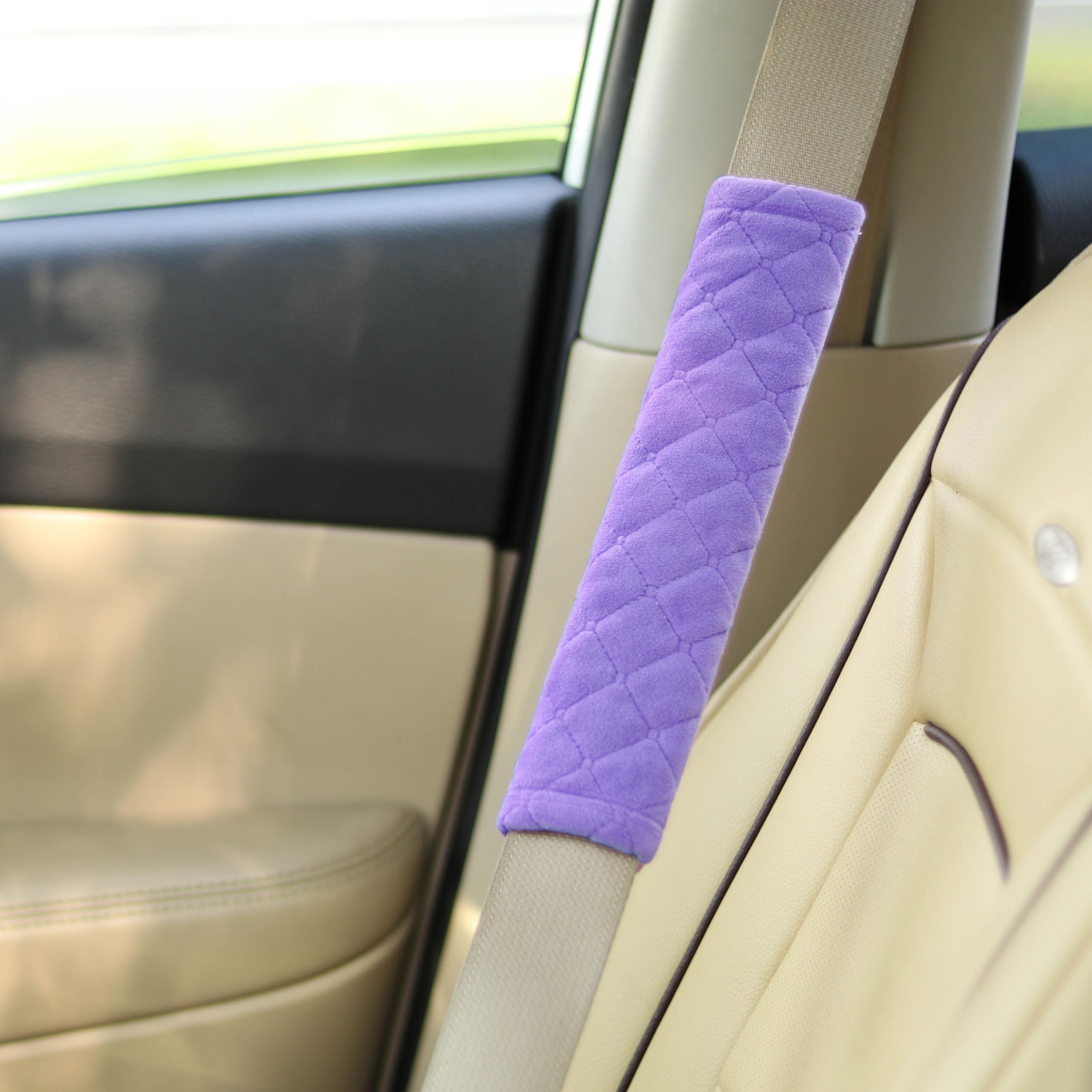 Amooca Soft Auto Seat Belt Cover Seatbelt Shoulder Pad Cushions 2 Pcs Universal Fit For All Cars And Backpack For A More Comfort