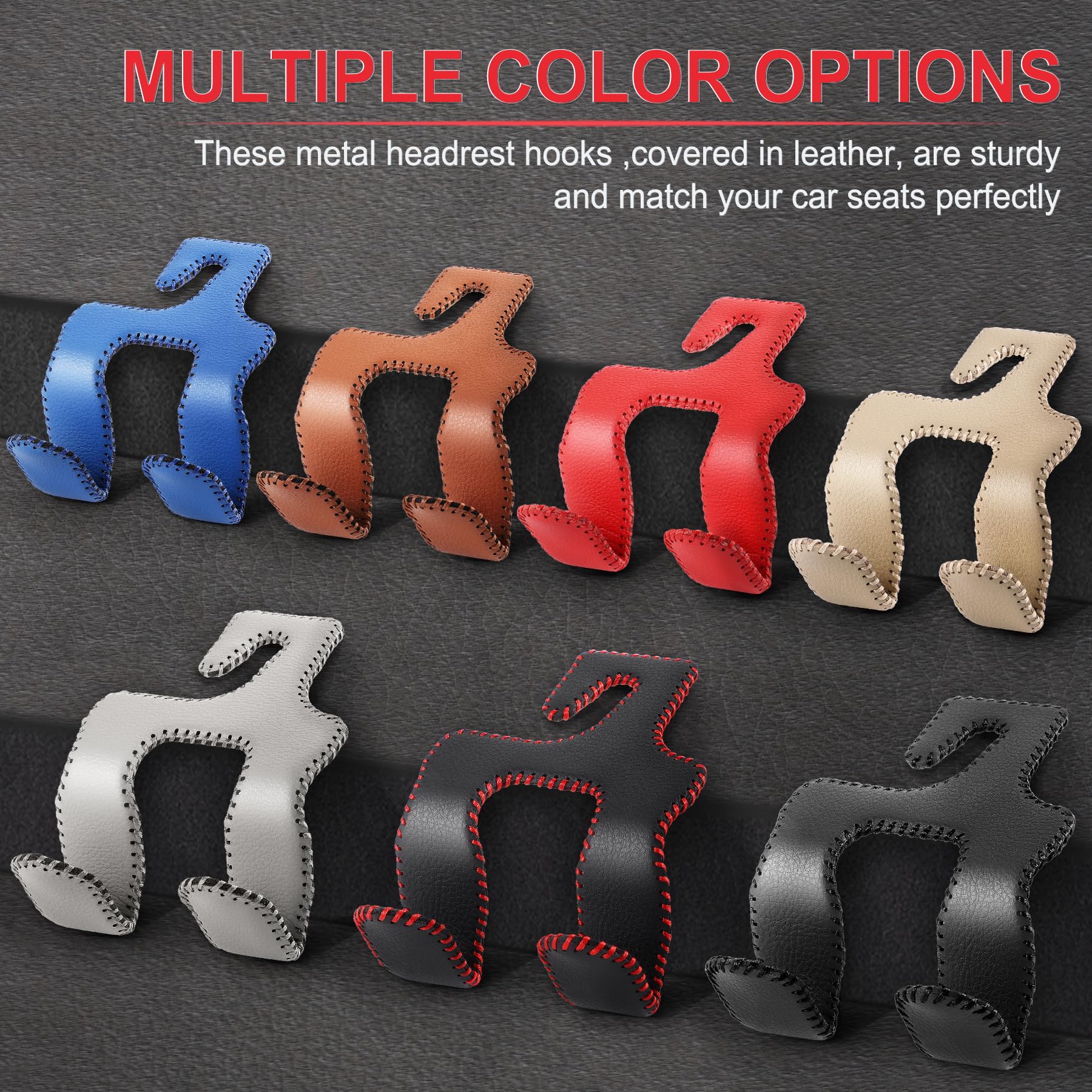 Livtee Upgraded Superior Leather Car Seat Back Headrest Hook, 2 In 1 Auto Seat Hook Hangers Holder Organization Interior Accesso