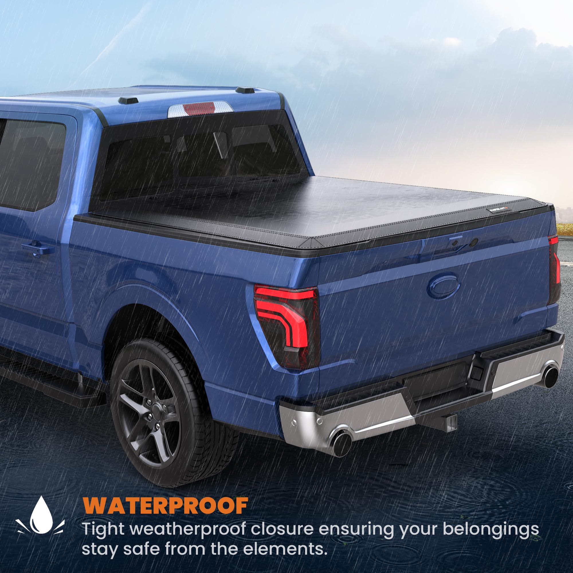 Kuiperauto Quad 4-Fold 6.5 Ft Soft Folding Truck Bed Tonneau Cover Compatible With 2009-2014 Ford F150 F-150 Styleside Fourth Fo