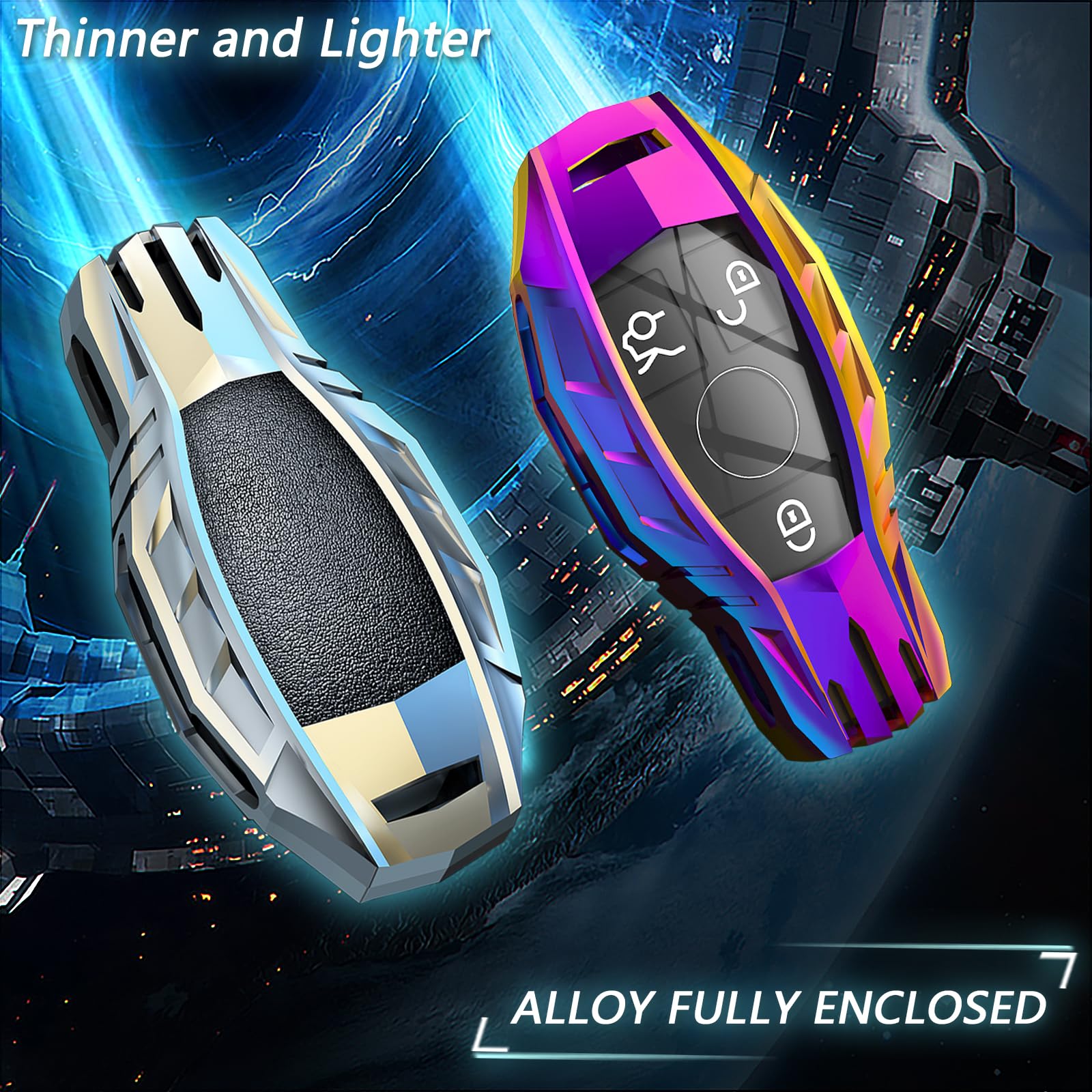 Ocezbiis for Mercedes Benz Key Fob Cover,Keychain,Zinc Alloy Protection Car Key Shell Case Compatible with C E S M CLS G Class S