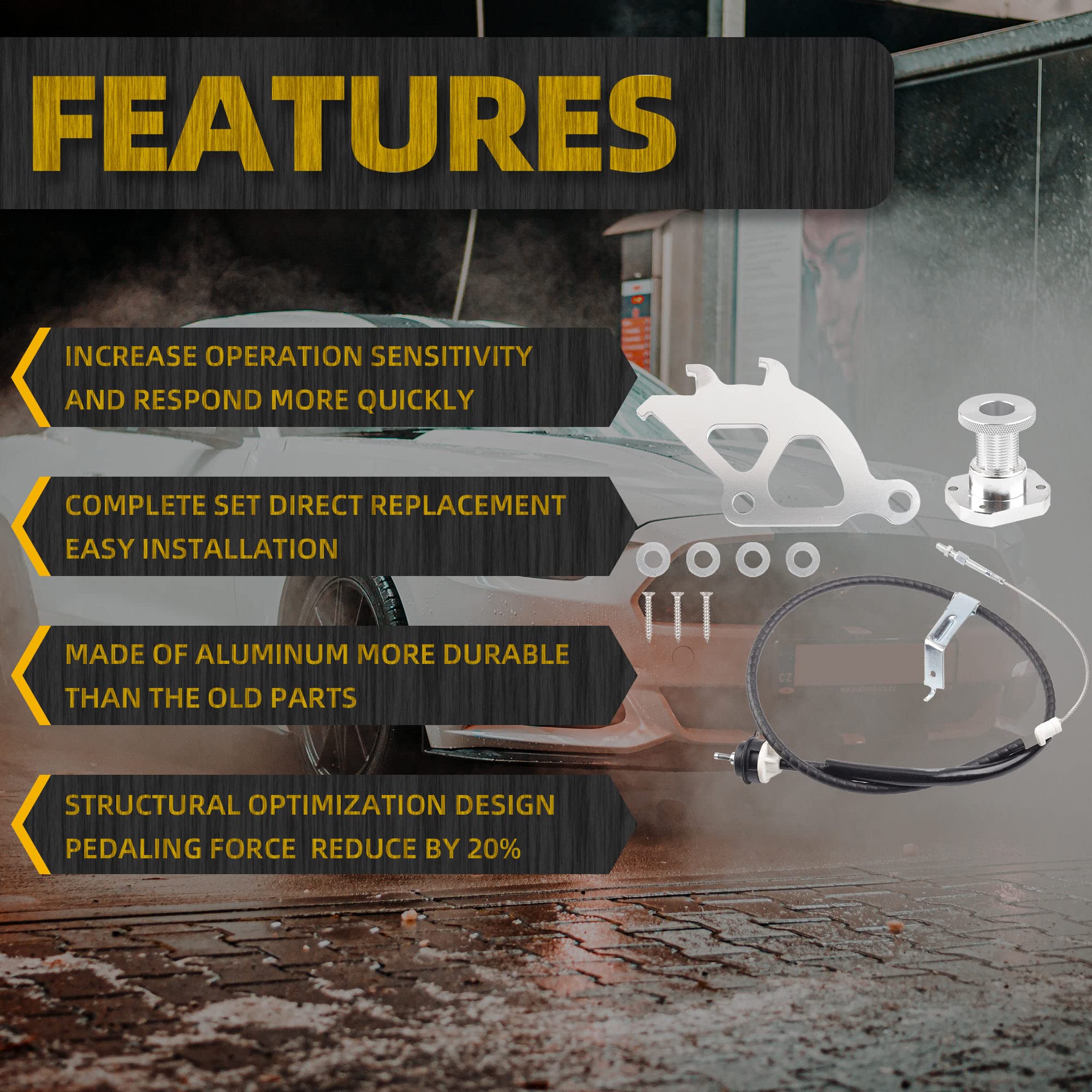 Dasbecan Clutch Cable Kit Triple Hook Clutch Quadrant Firewall Adjuster Kit Compatible With 1996-2004 Ford Mustang Replaces# Amp