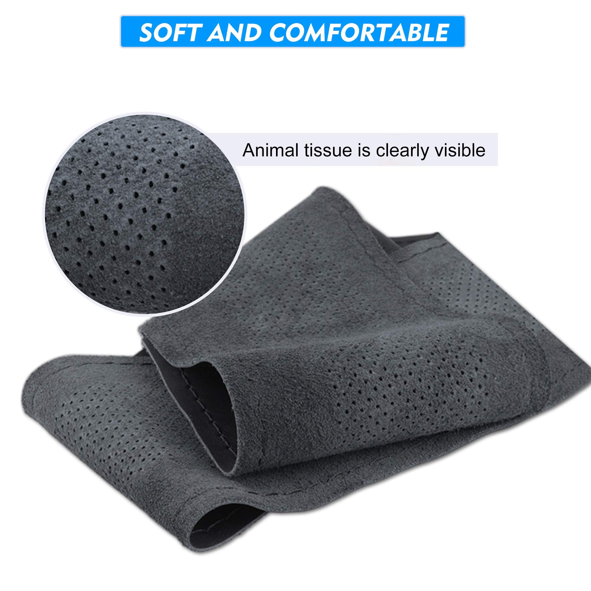 Carodi Leather Steering Wheel Cover, Breathable Non-Slip Design, Soft And Comfortable Feeling, Universal 15 Inch Auto Car Steeri