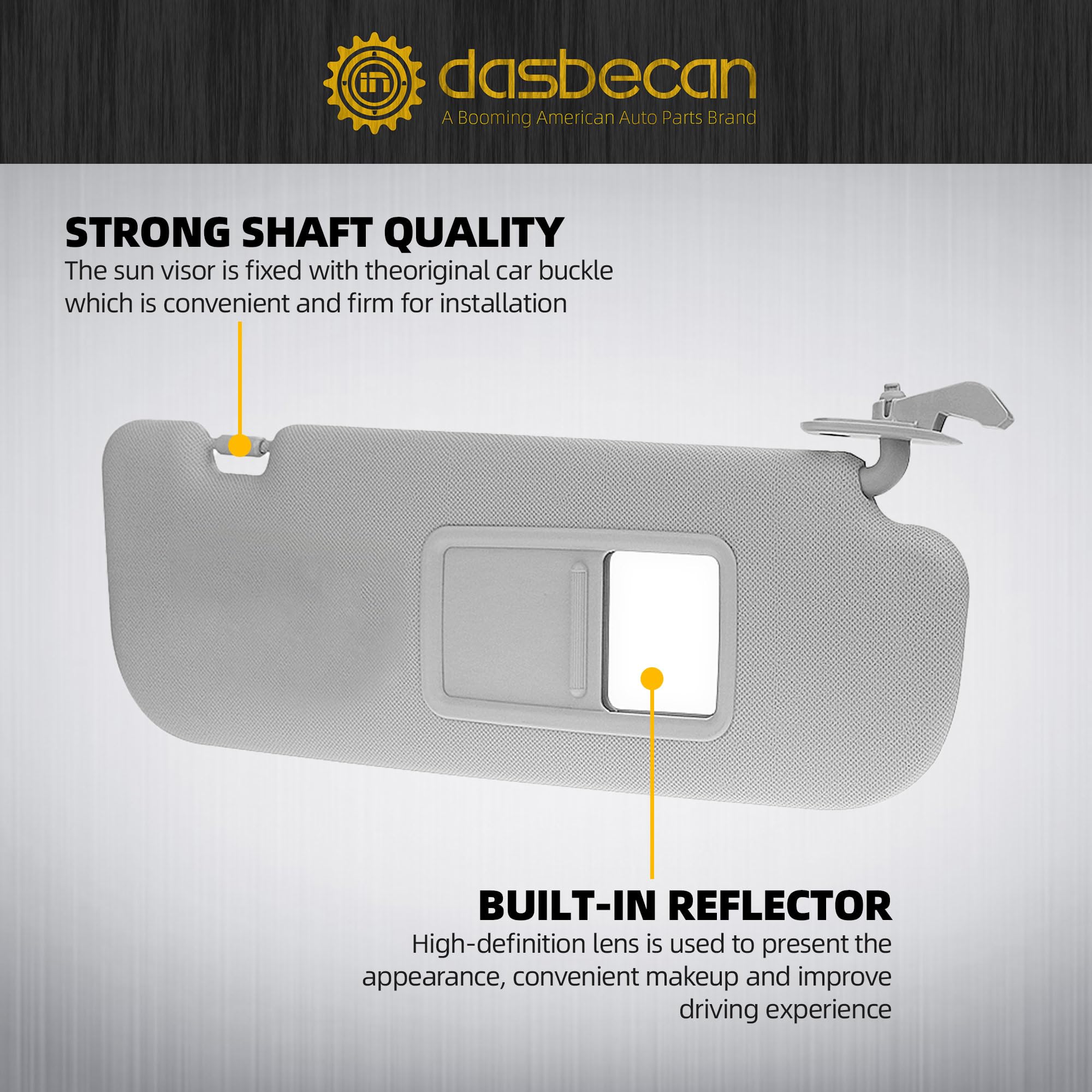 Dasbecan Gray Pair Sun Visor Compatible With Hyundai Elantra 2011 2012 2013 2014 2015 Replaces# 852103X000Tx