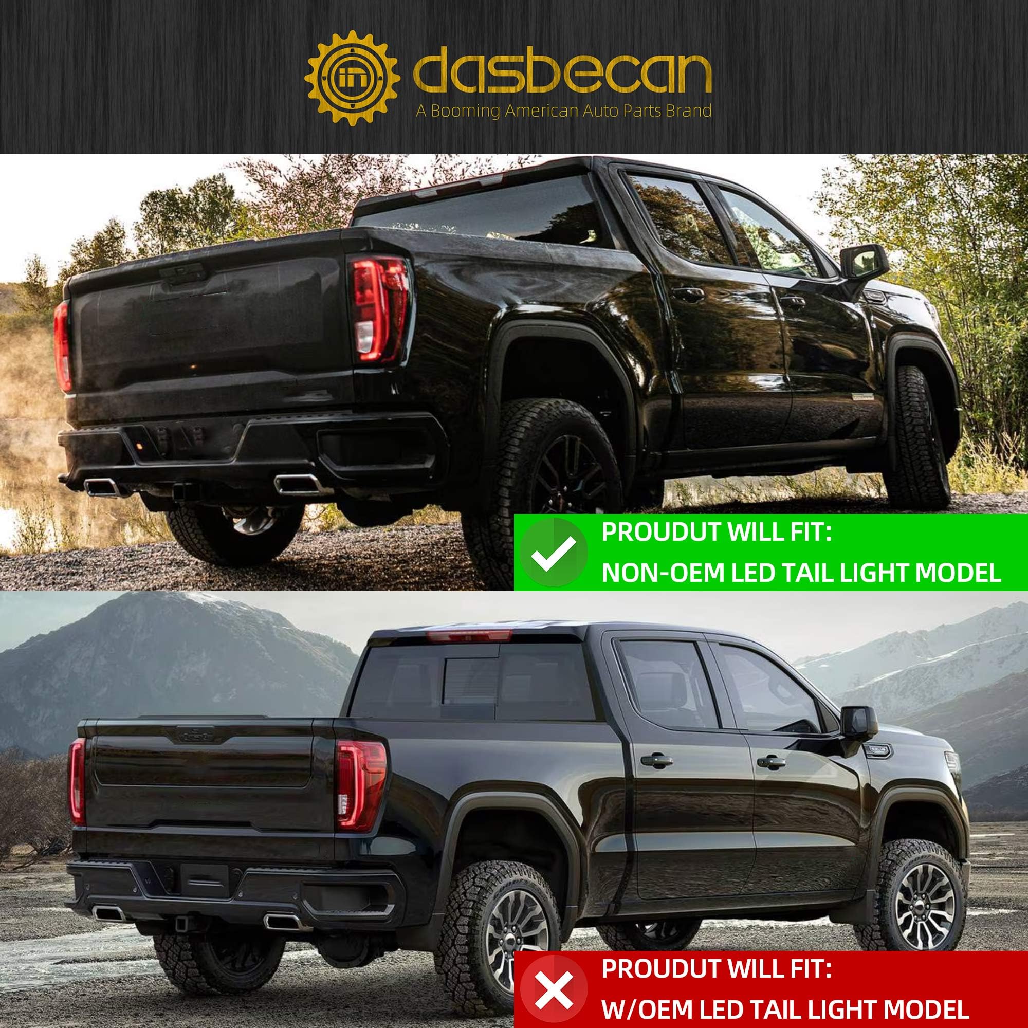 Dasbecan Right Passenger Side Tail Light Assembly Rear Lamp Halogen Type Compatible With 2019-2023 2024 Gmc Sierra 1500/2500 Hd/