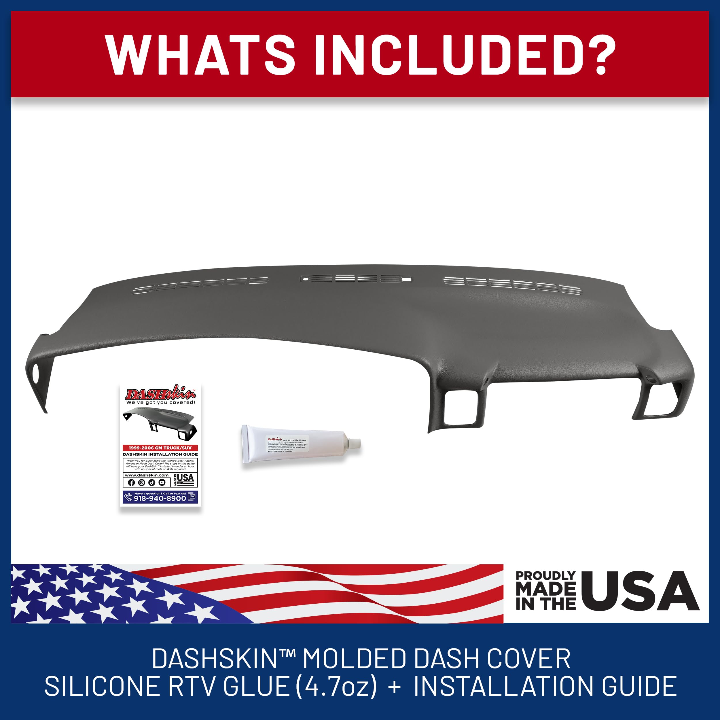 Dashskin Molded Dash Cover Cap Compatible With 2000-2006 Tahoe Suburban Yukon Avalanche & 1999-2006 Silverado Sierra In Dark Pew