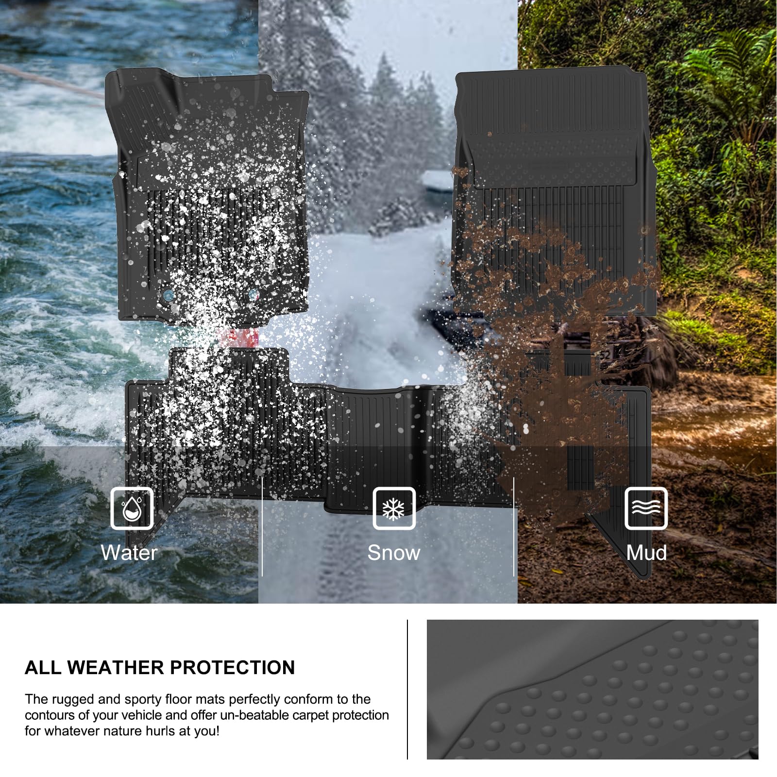 Kiwi Master Floor Mats For 2016 2017 Toyota Tacoma Double Cab Crew Cab All Weather Mat Liners Front Rear 2 Row Seat Tpe Slush Li
