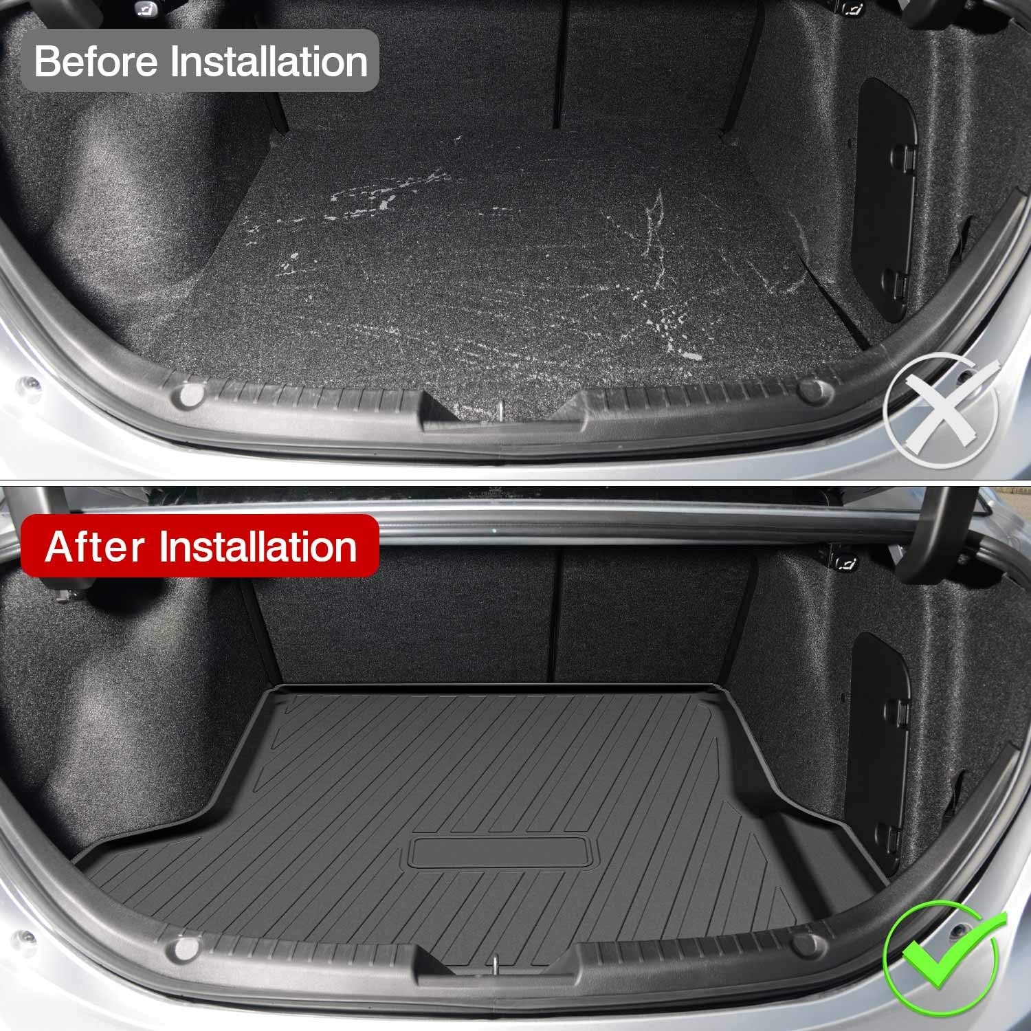 Powerty Trunk Mat For 2019-2024 2025 Mazda 3 Sedan Accessories All Weather Tpo Rear Cargo Liner(Not For Hatchback)