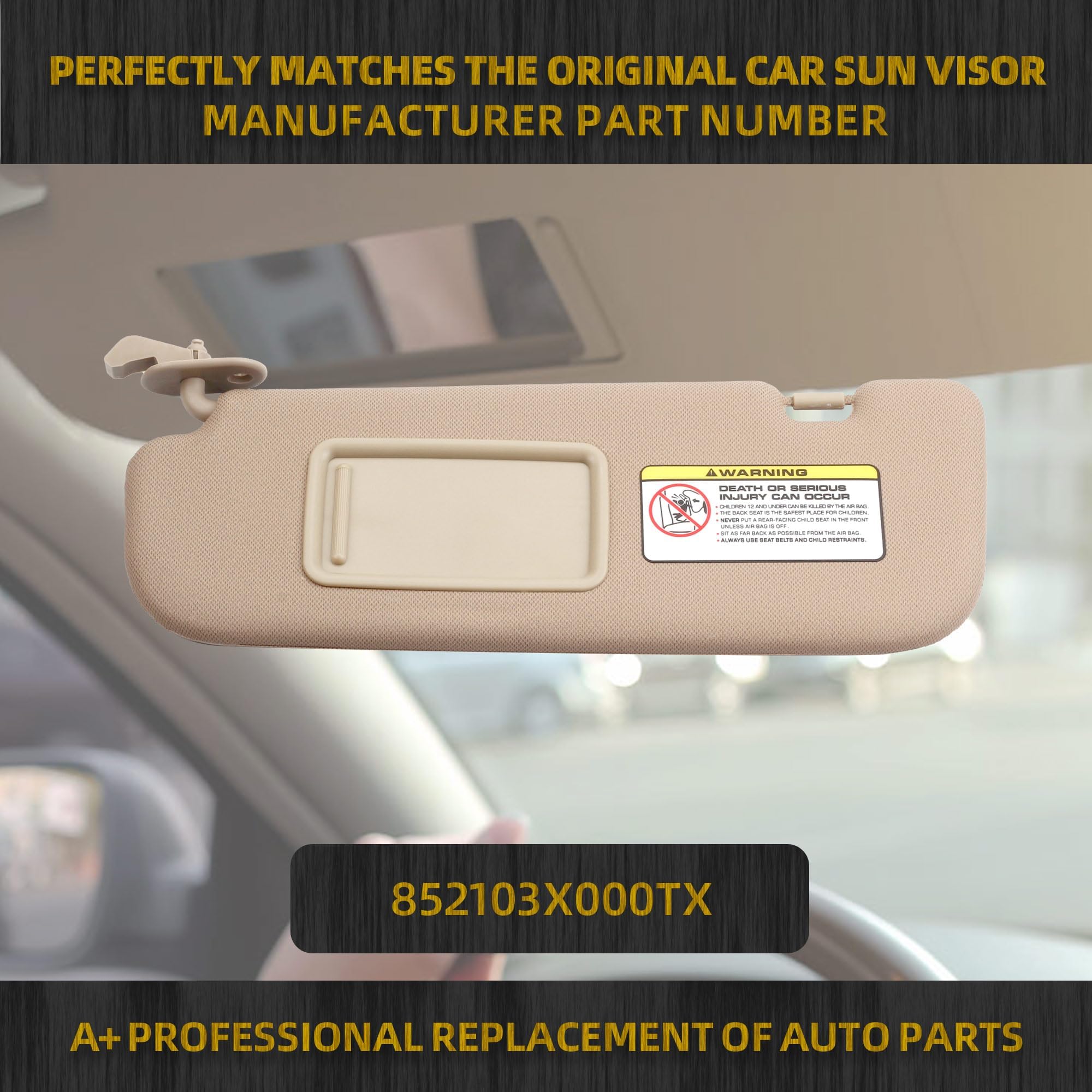 Dasbecan Beige Left Driver Side Sun Visor Compatible With Hyundai Elantra 2011 2012 2013 2014 2015 Replaces# 852103X000Tx