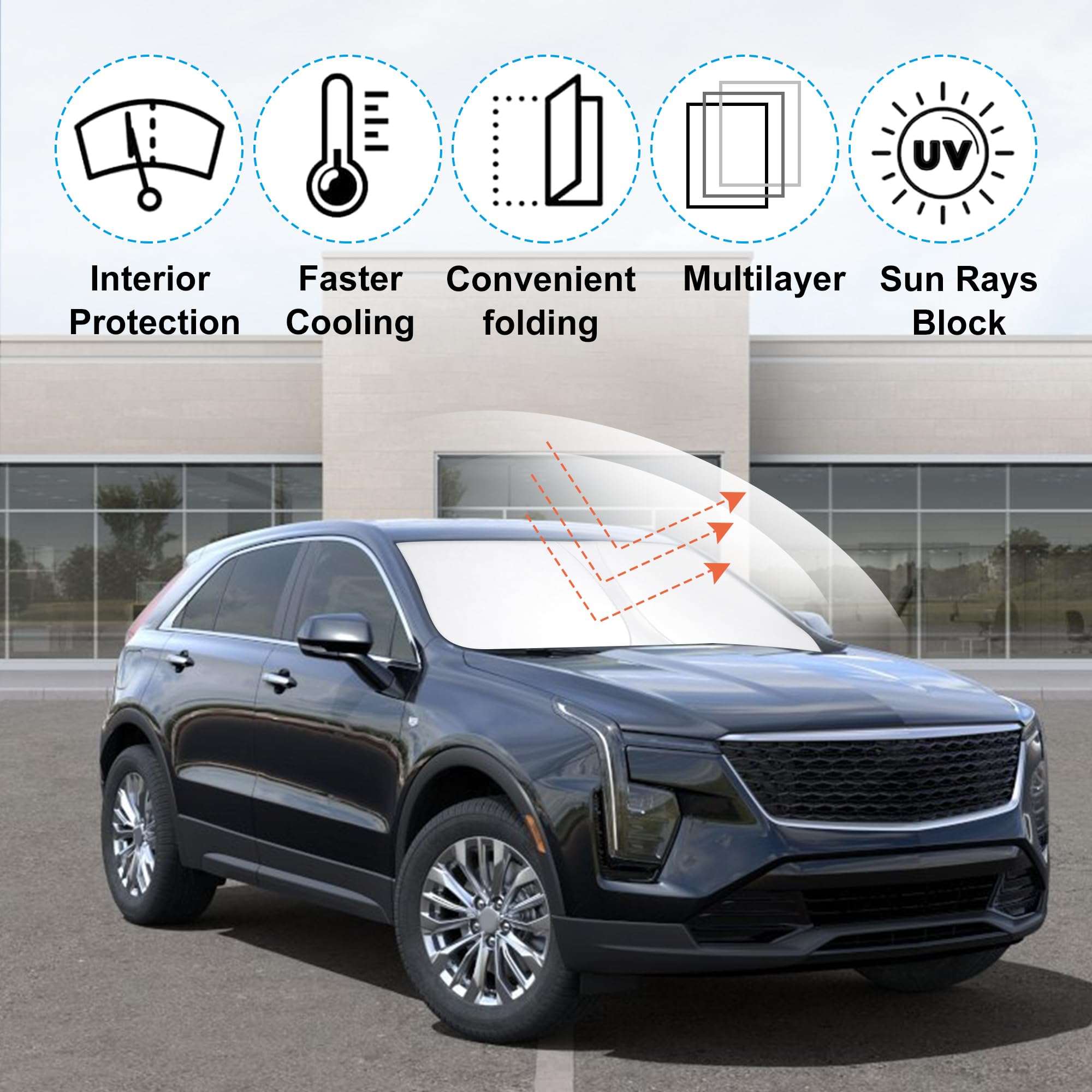 Yycke Windshield Sun Shade Accessories Compatible With 2019-2024 2025 Xt4 For Chevrolet Foldable Sunshade Sun Visor Blocks Uv