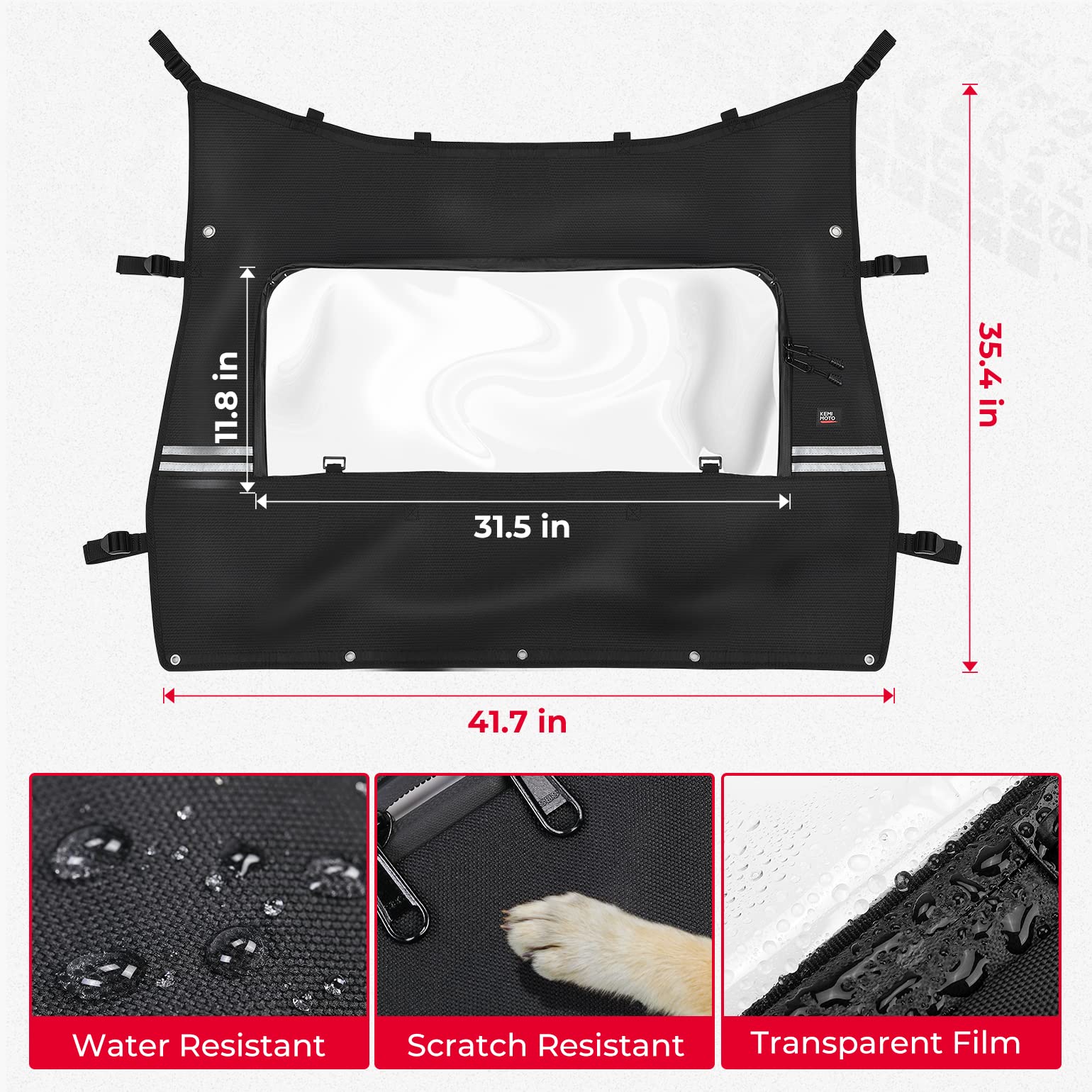 KEMIMOTO Rear Windshield Roll Up/Down Zipper Screen Window Airflow Compatible with CFMOTO ZForce 800 Windshield 2021 2022 800ex/ 800 trail/ 500 trail ZForce 1000 G1 18-19 UTV Soft Windshield