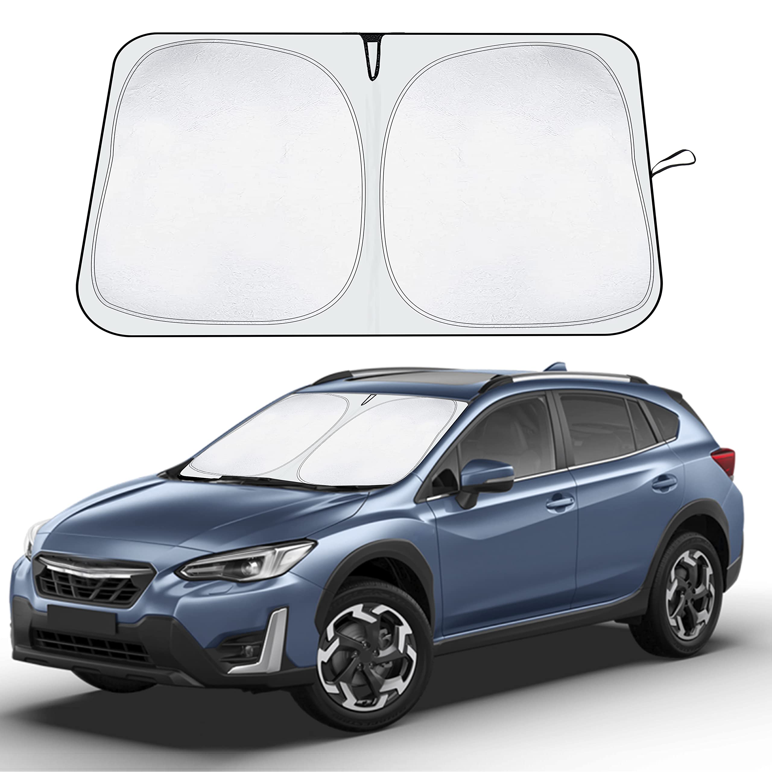 Econour Windshield Sun Shade Compatible For Subaru Crosstrek - 2018 2019 2020 2021 2022 2023 2024 2025 | Dual Layered 240T Polye