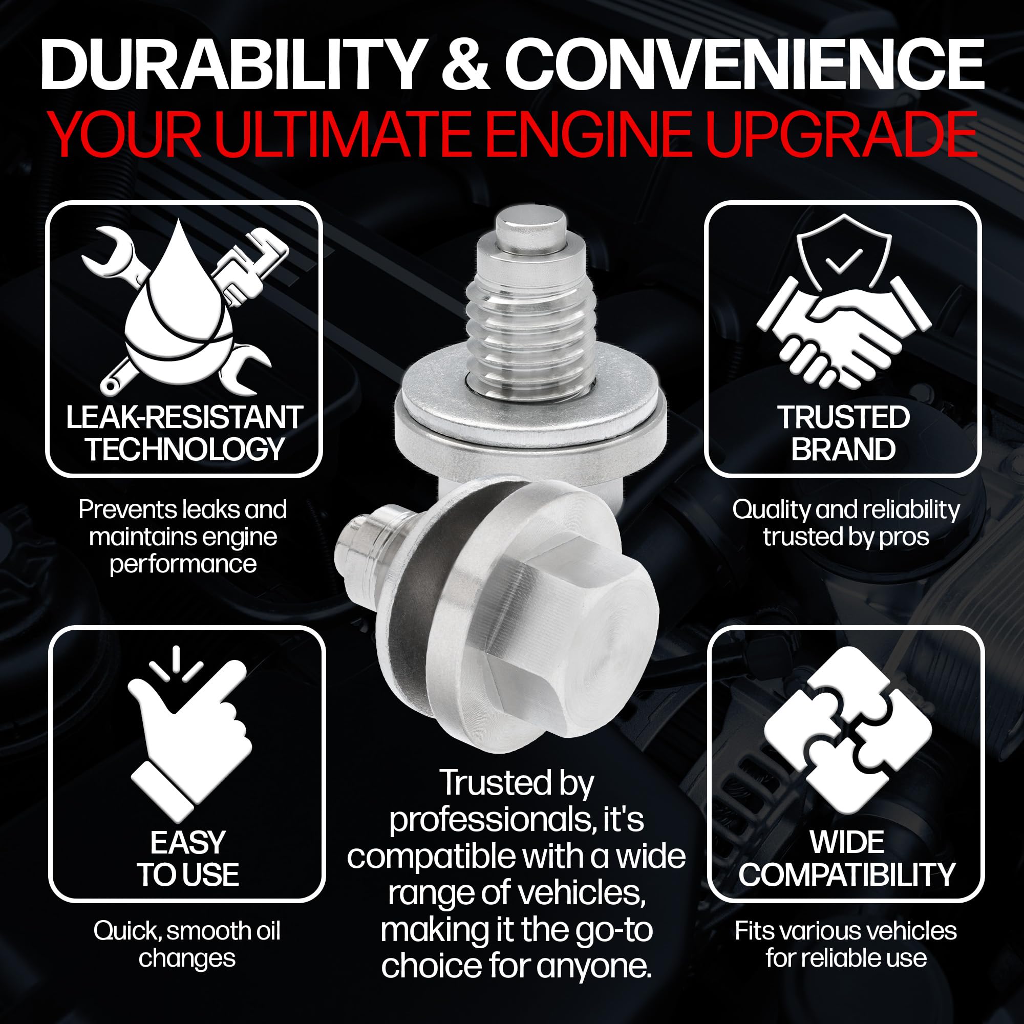 Votex - Made In Usa - M12 X 1.75 Magnetic Engine Oil Drain Plug Fits Buick, Chevrolet, Cadillac, Ford, Gmc - Stainless Steel - P