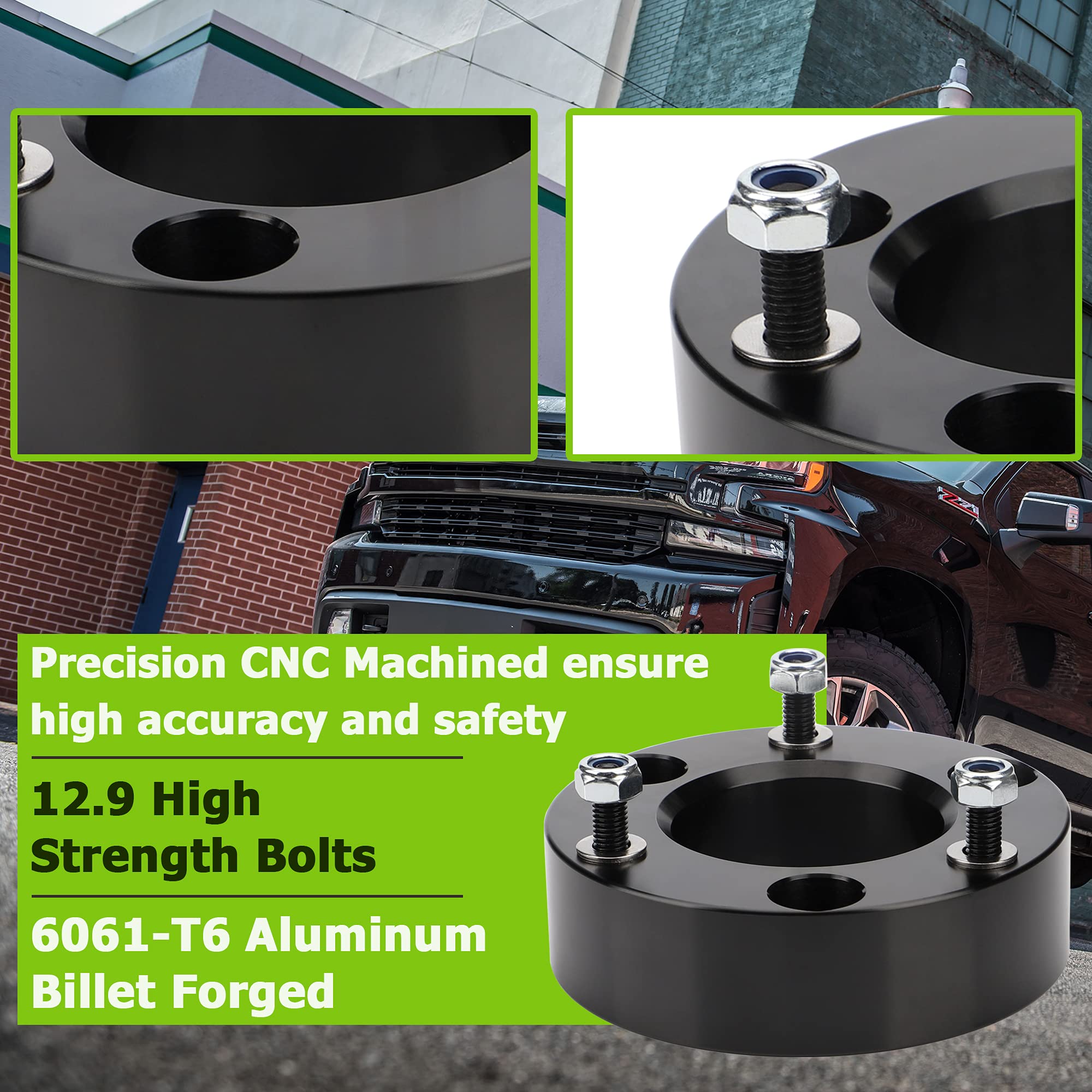 2.5'' Leveling Lift Kits for 2007-2024 Silverado 1500/2007-2024 Sierra 1500, 2.5 inch Forged Front Strut Spacers Leveling Kits