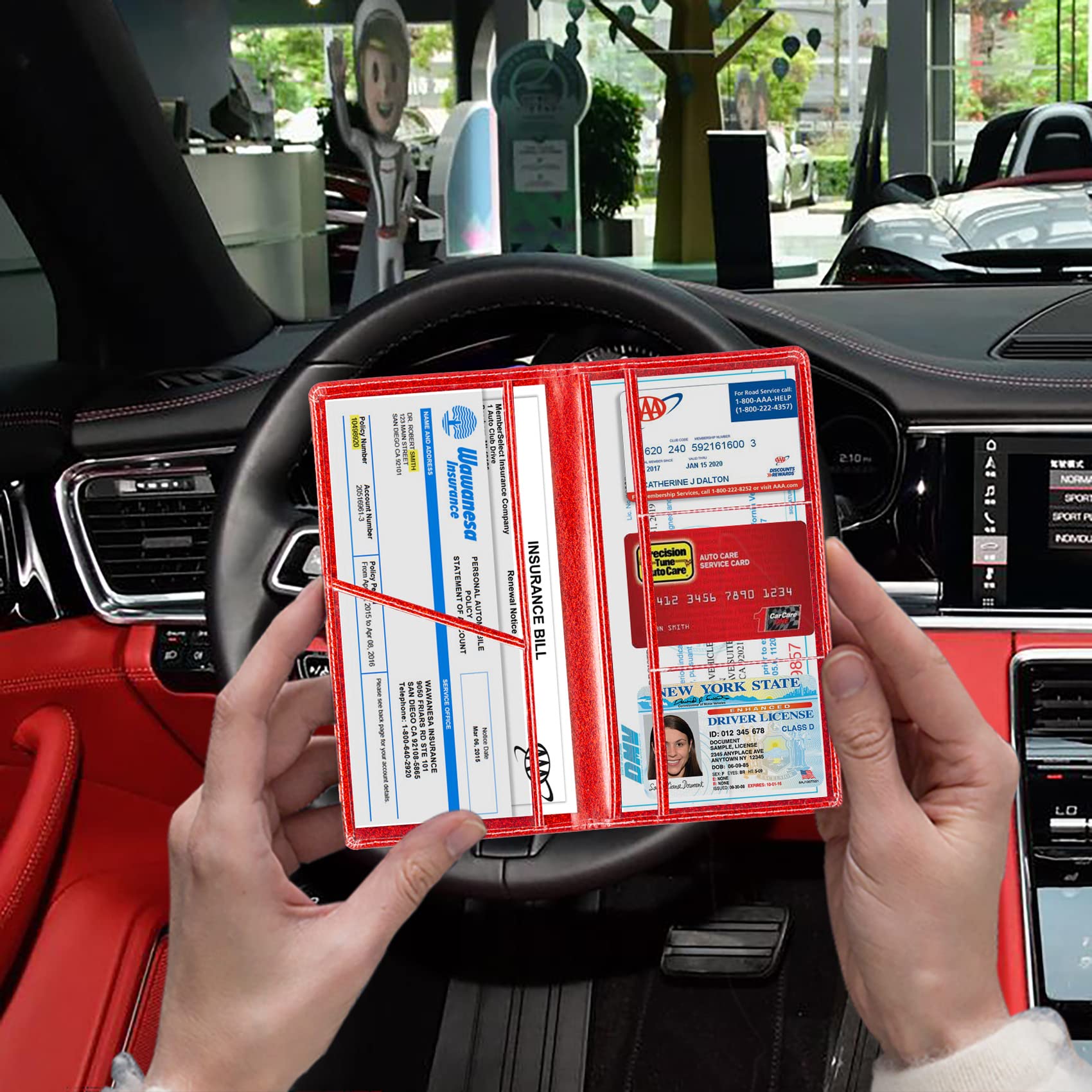 Toursuit Car Registration And Insurance Card Holder, Vehicle License Document Glove Box Compartment Organizer, Interior Car Acce